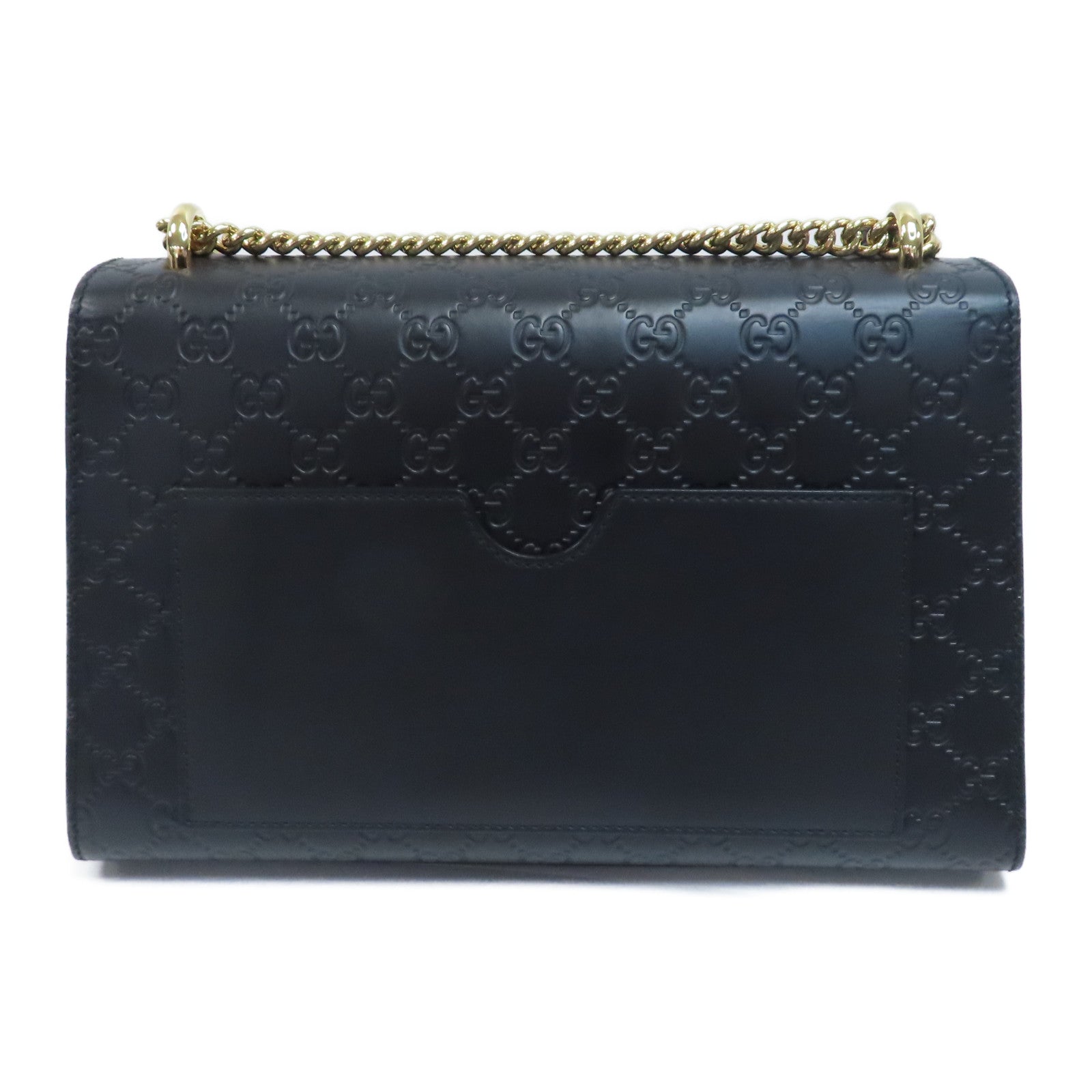 GUCCI 牛皮皮革Shoulder Bag金扣鏈帶肩背袋黑色