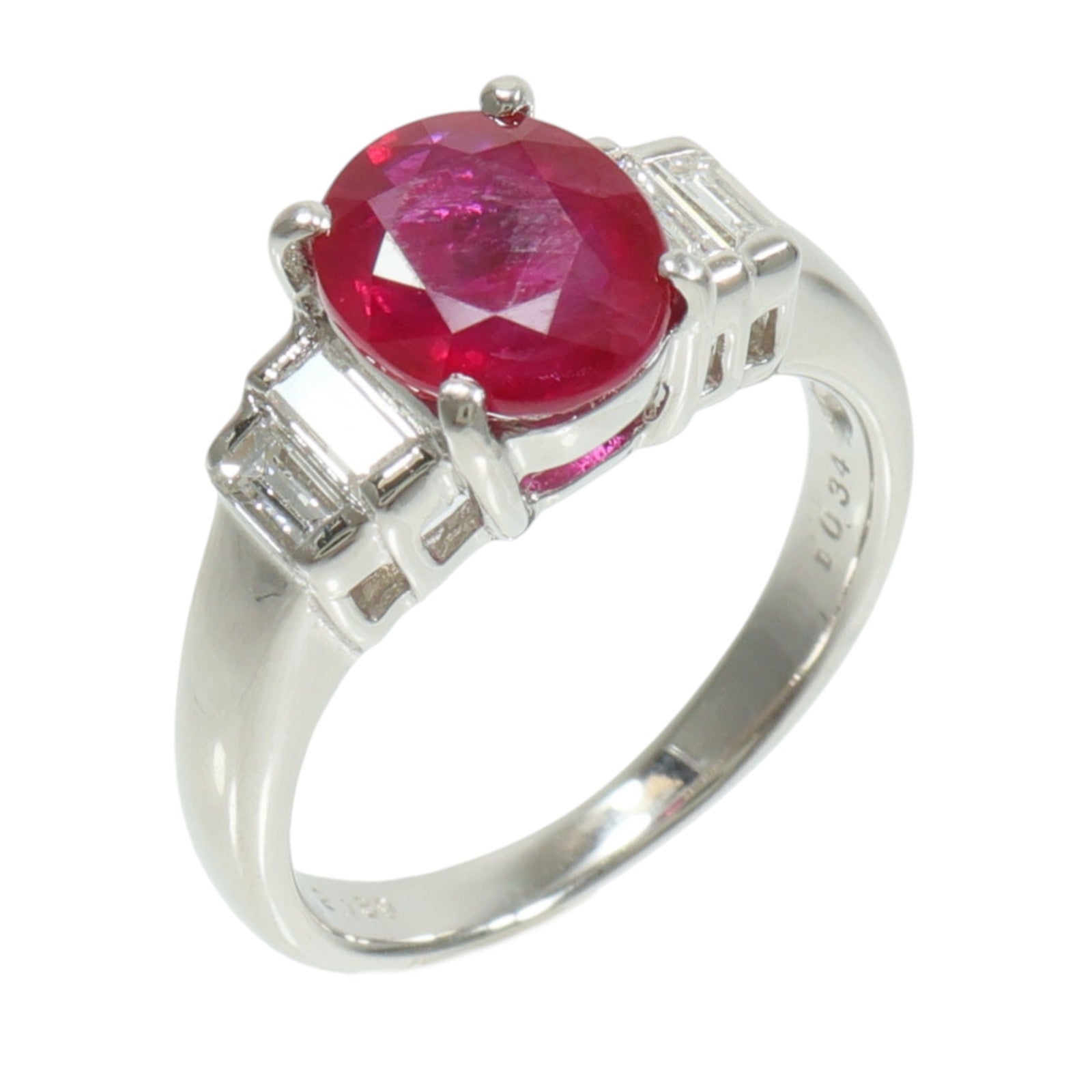 JEWELRY PT900鉑金Ruby Diamond Ring紅寶石/鑽石戒指