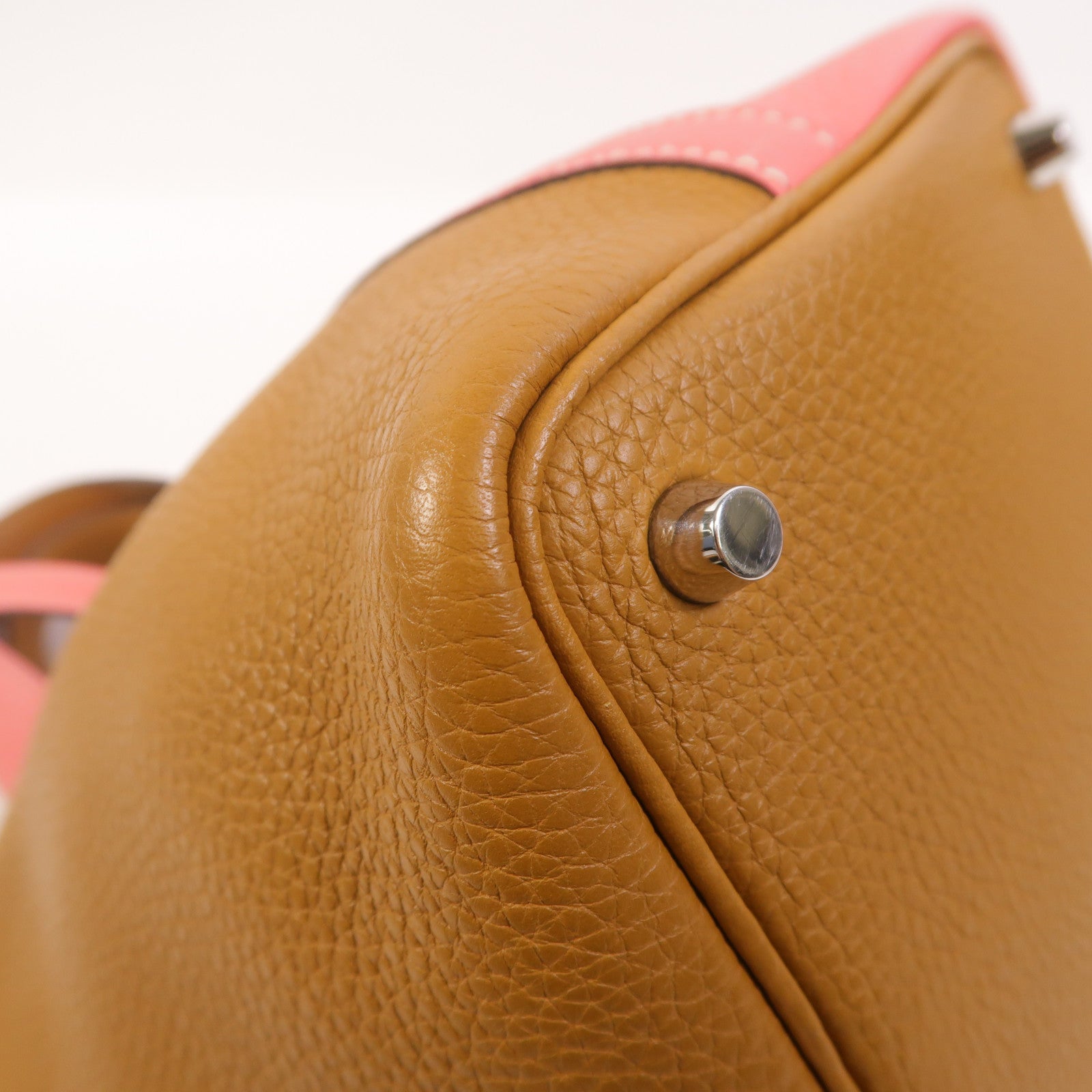 HERMES Clemence皮革Picotin PM手挽袋Rose Azalee/Sesame
