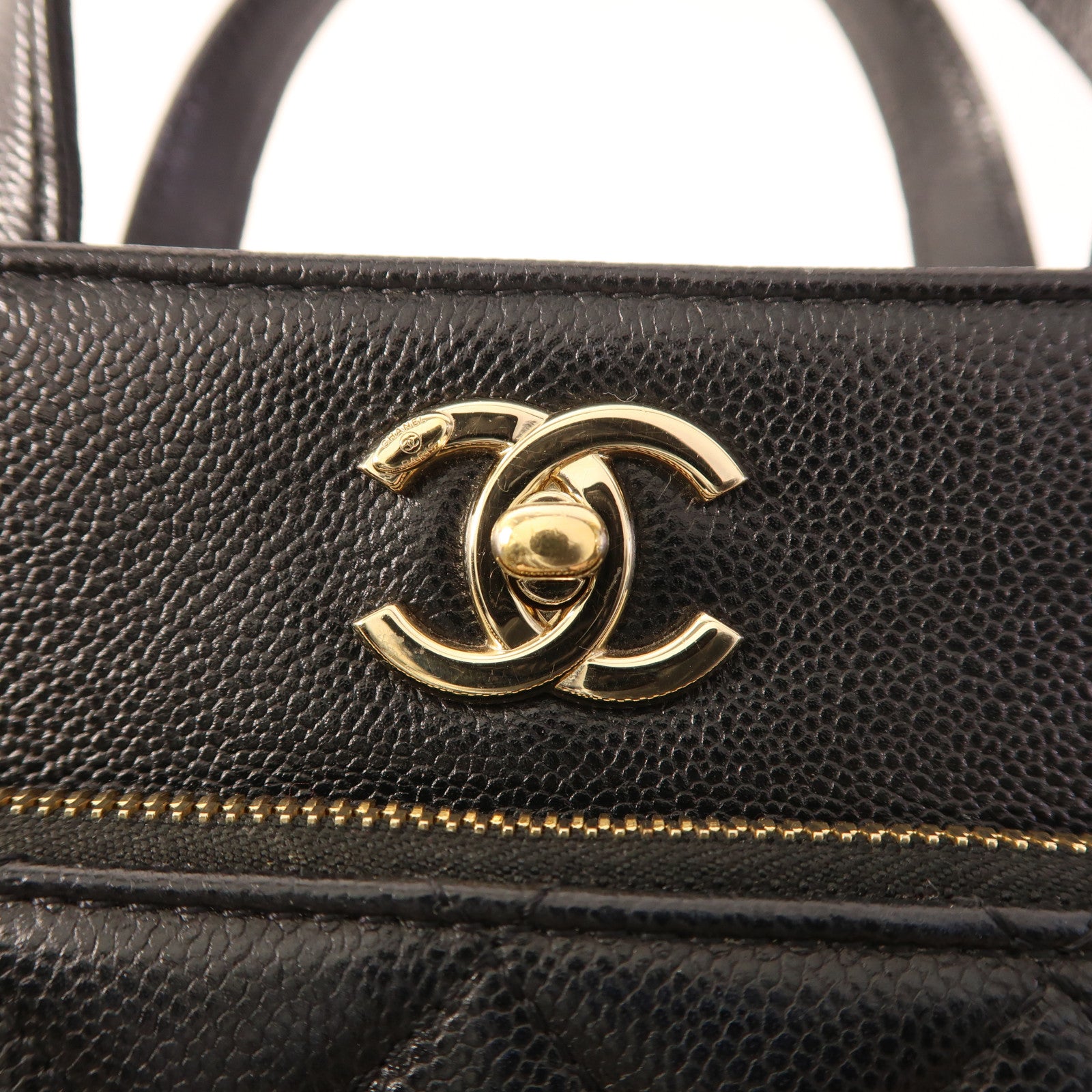 CHANEL 牛皮皮革2 Way Shoulder金扣鏈帶手挽肩背兩用袋