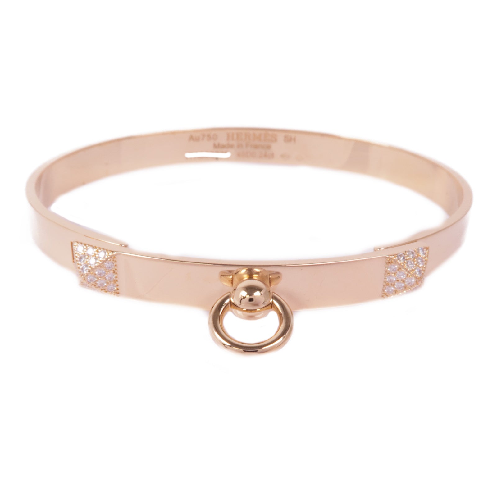 HERMES Collier de Chien Bracelet H115407B Diamond 18K Pink Gold Hermes#48