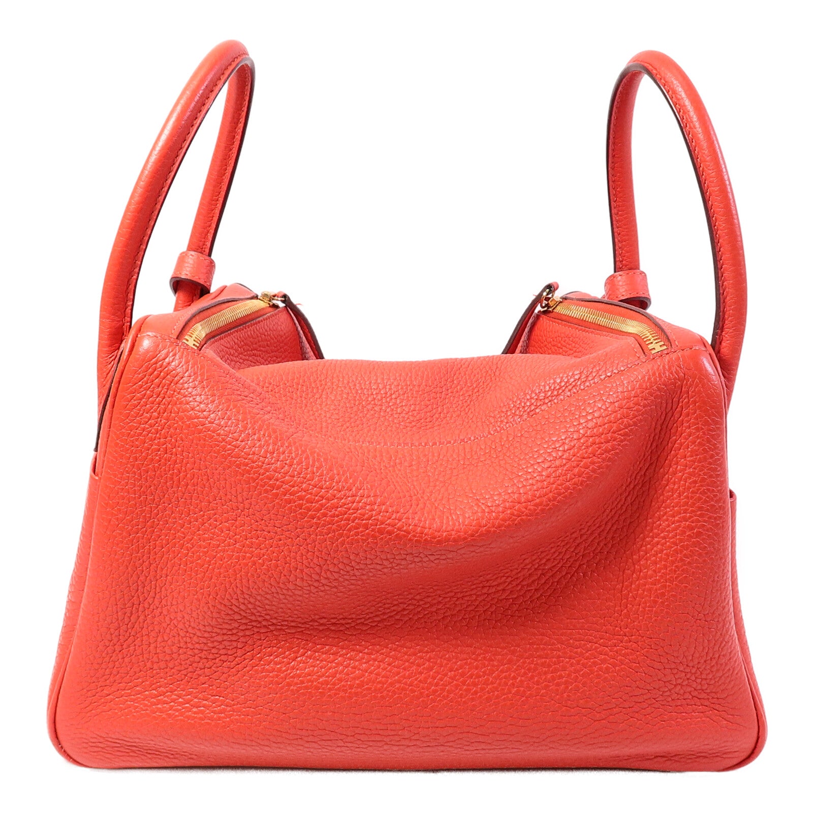 HERMES Clemence皮革Lindy 30肩背袋Rouge Tomate