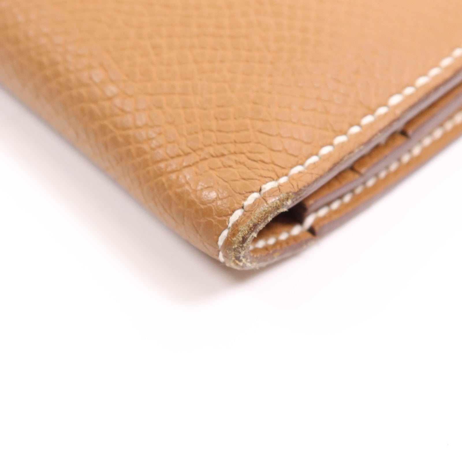 HERMES 【激減優惠】Epsom皮革Bearn W Snap Wallet金扣長錢包Gold