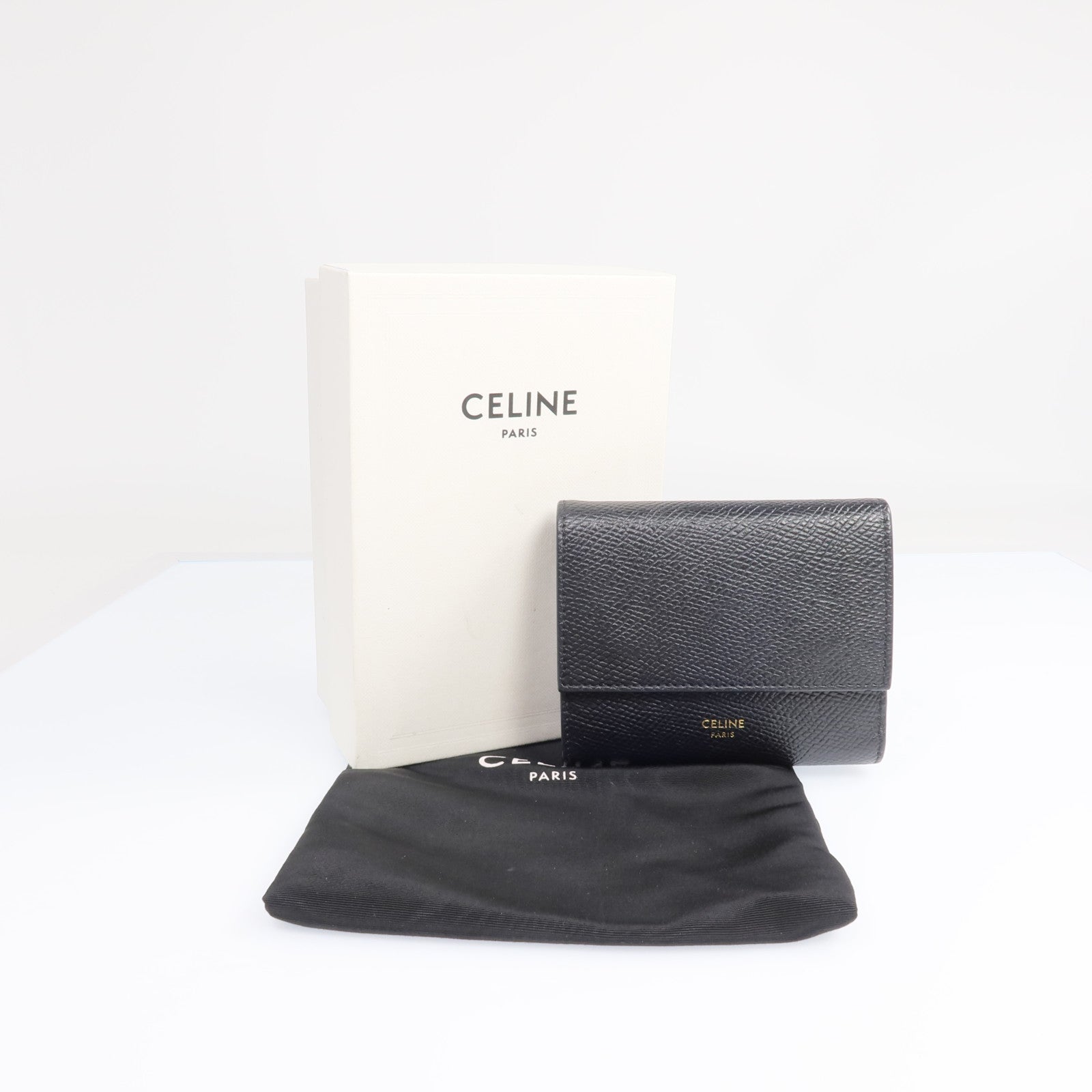 CELINE 牛皮皮革Small Trifold Wallet金扣錢包