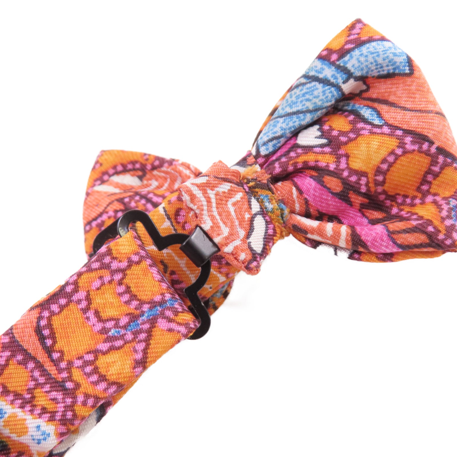 HERMES 絲質Bowtie蝴蝶領帶結橙色/彩色