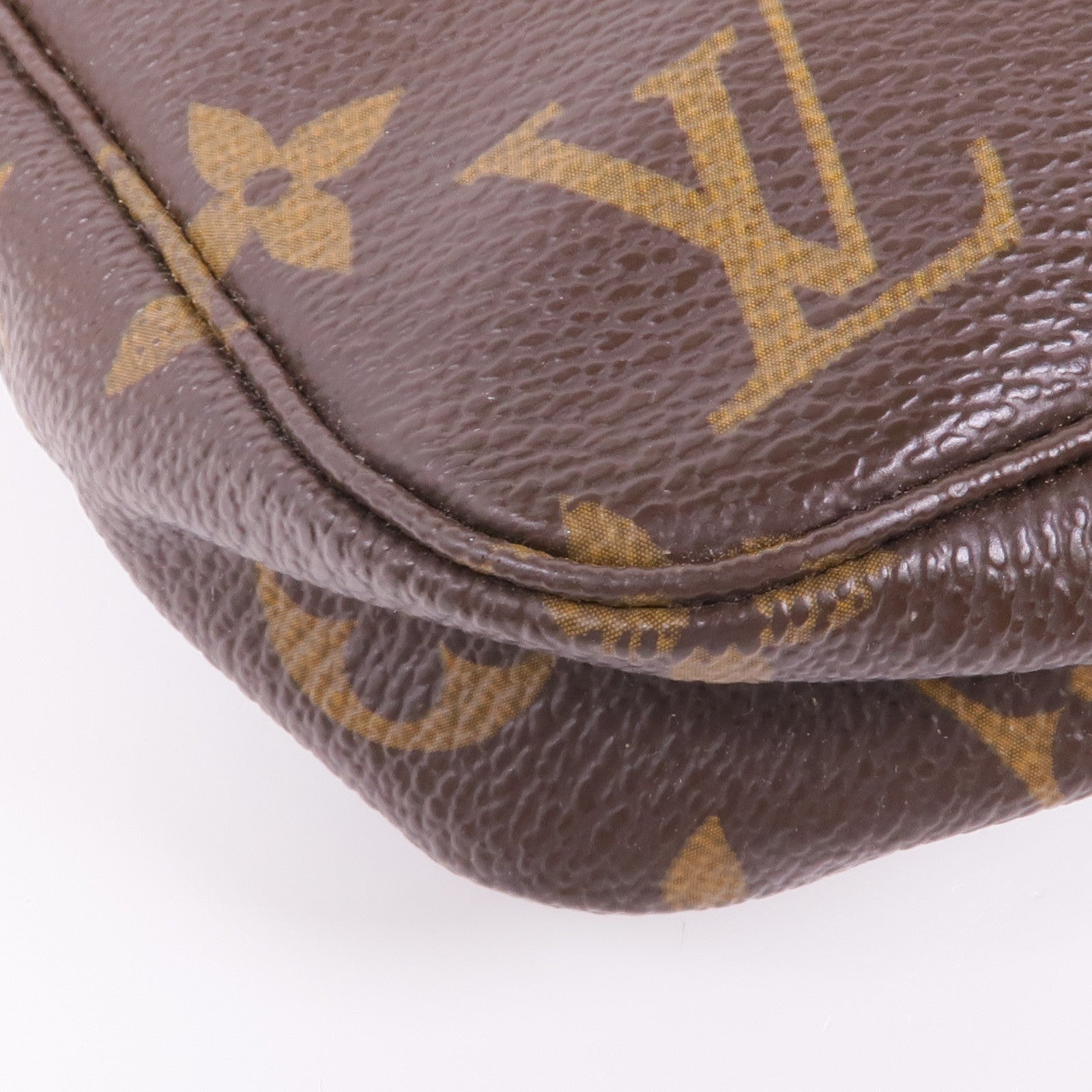 LOUIS VUITTON Monogram Pochette Accessoires金扣手挽袋棕色