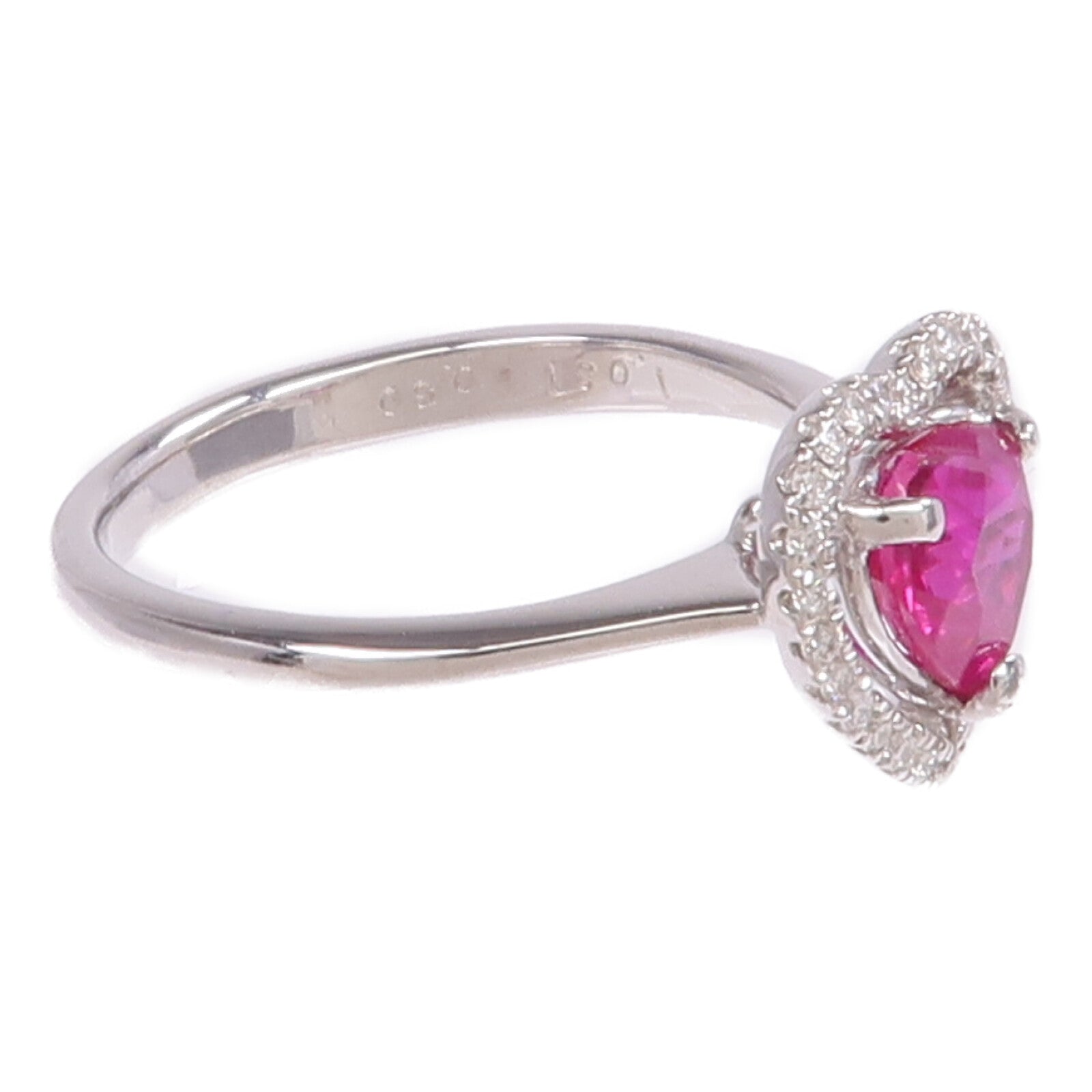 JEWELRY 【激減優惠】18K白金Ruby Diamond Ring紅寶石/鑽石戒指US#5.75