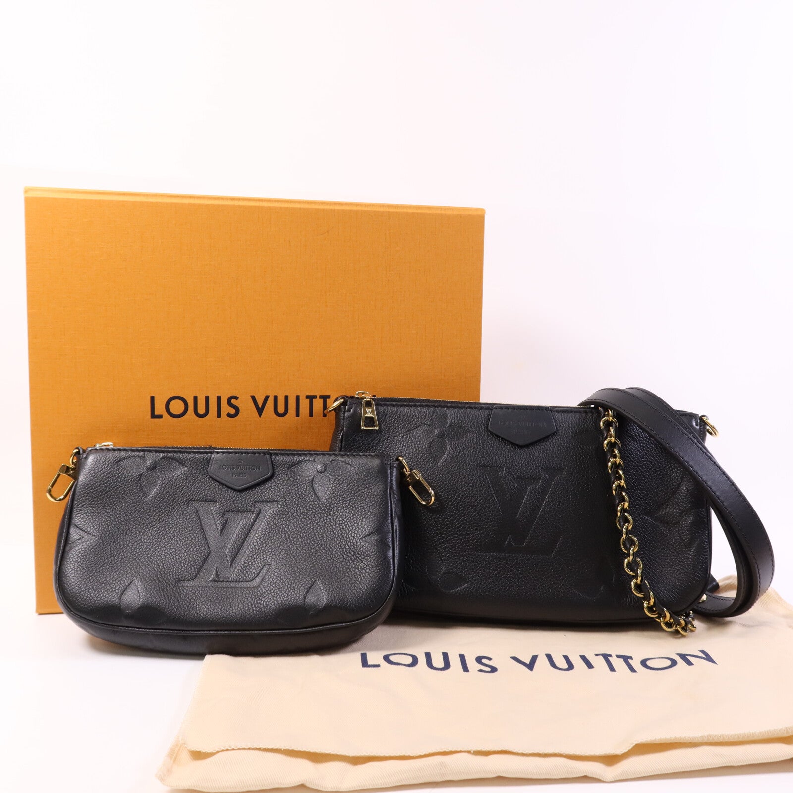LOUIS VUITTON Monogram Empreinte Multi Pochette Accessoires金扣手挽肩背兩用袋