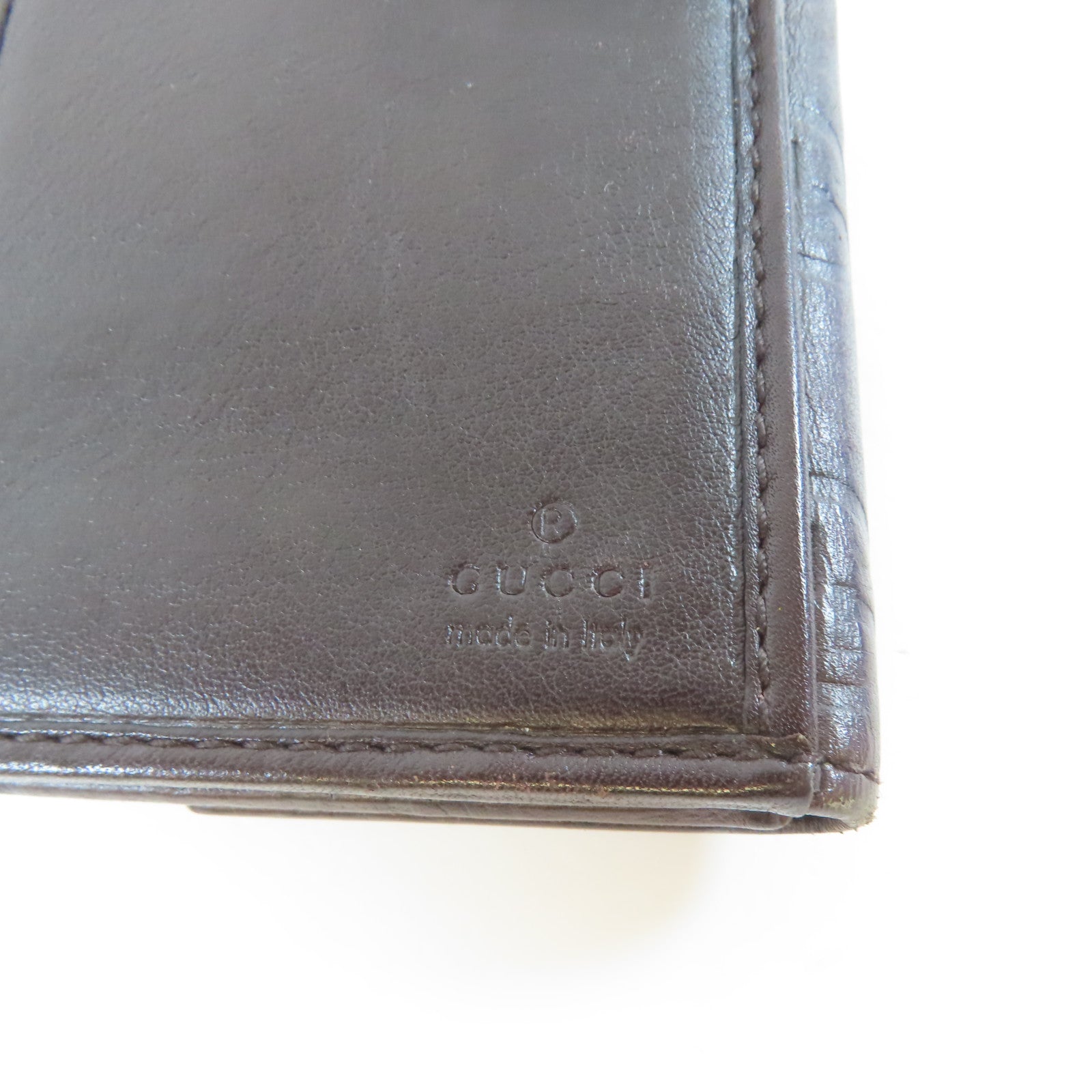 GUCCI 牛皮皮革Long Wallet銀扣長錢包啡色