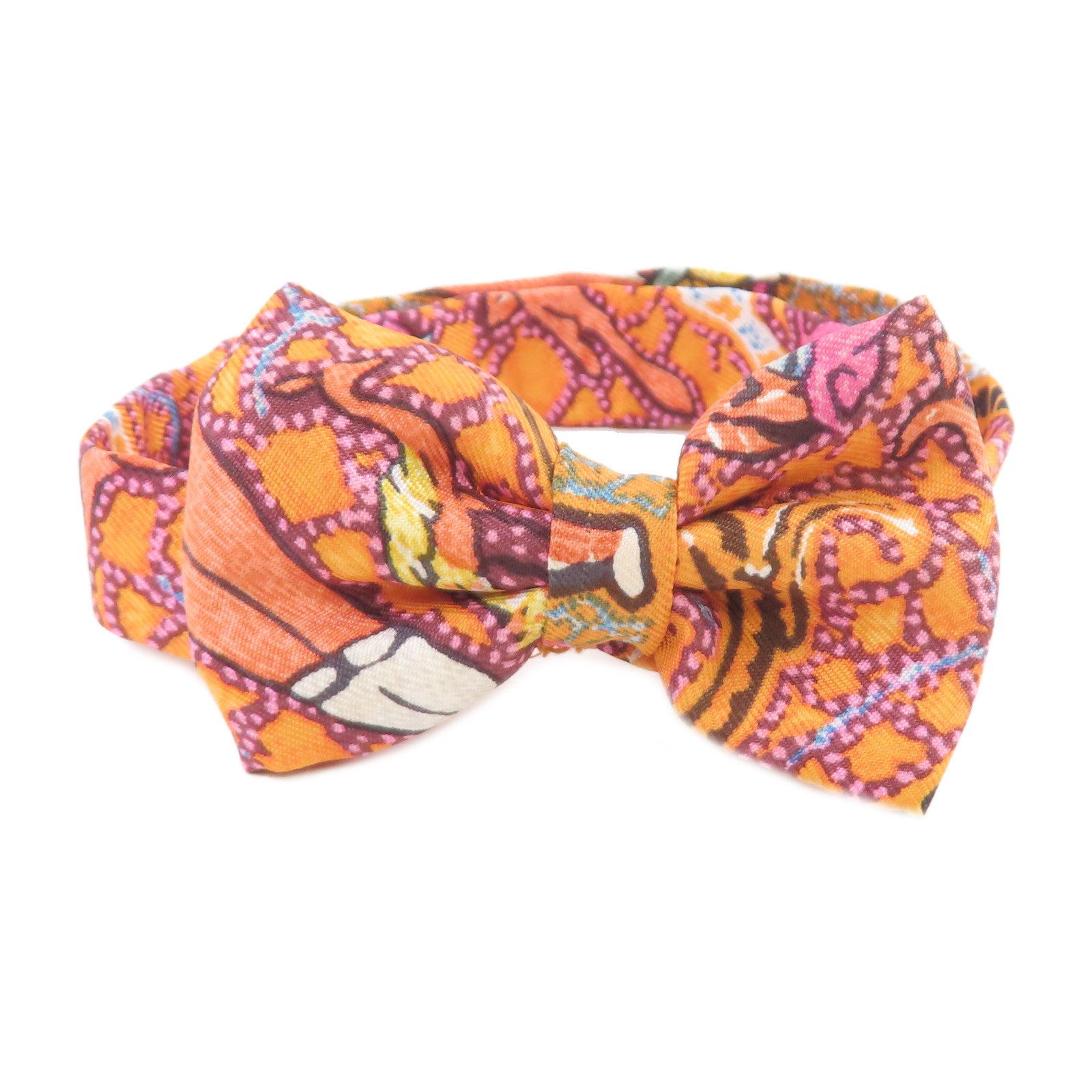 HERMES 絲質Bowtie蝴蝶領帶結橙色/彩色