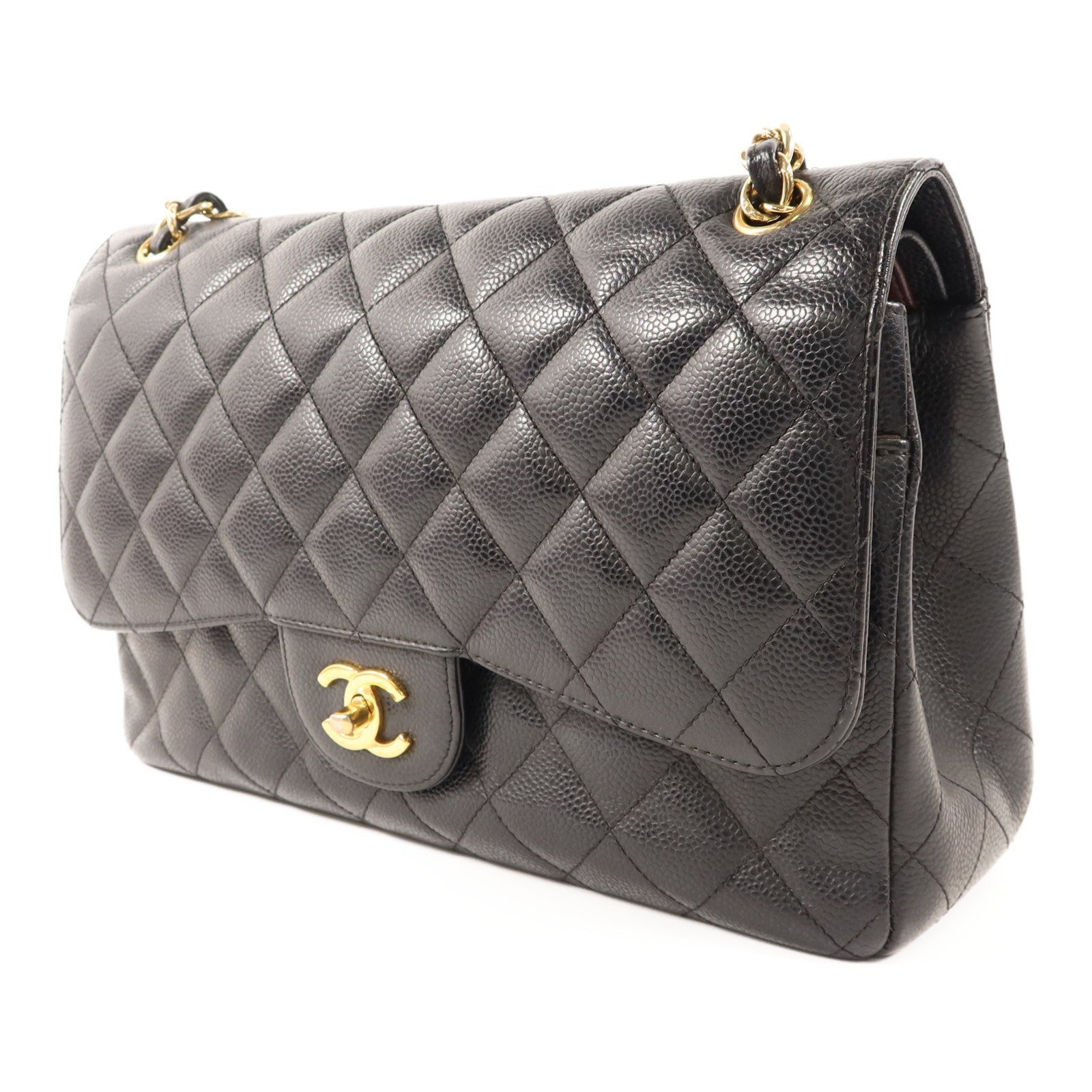 CHANEL 牛皮皮革Large Classic金扣鏈帶肩背袋