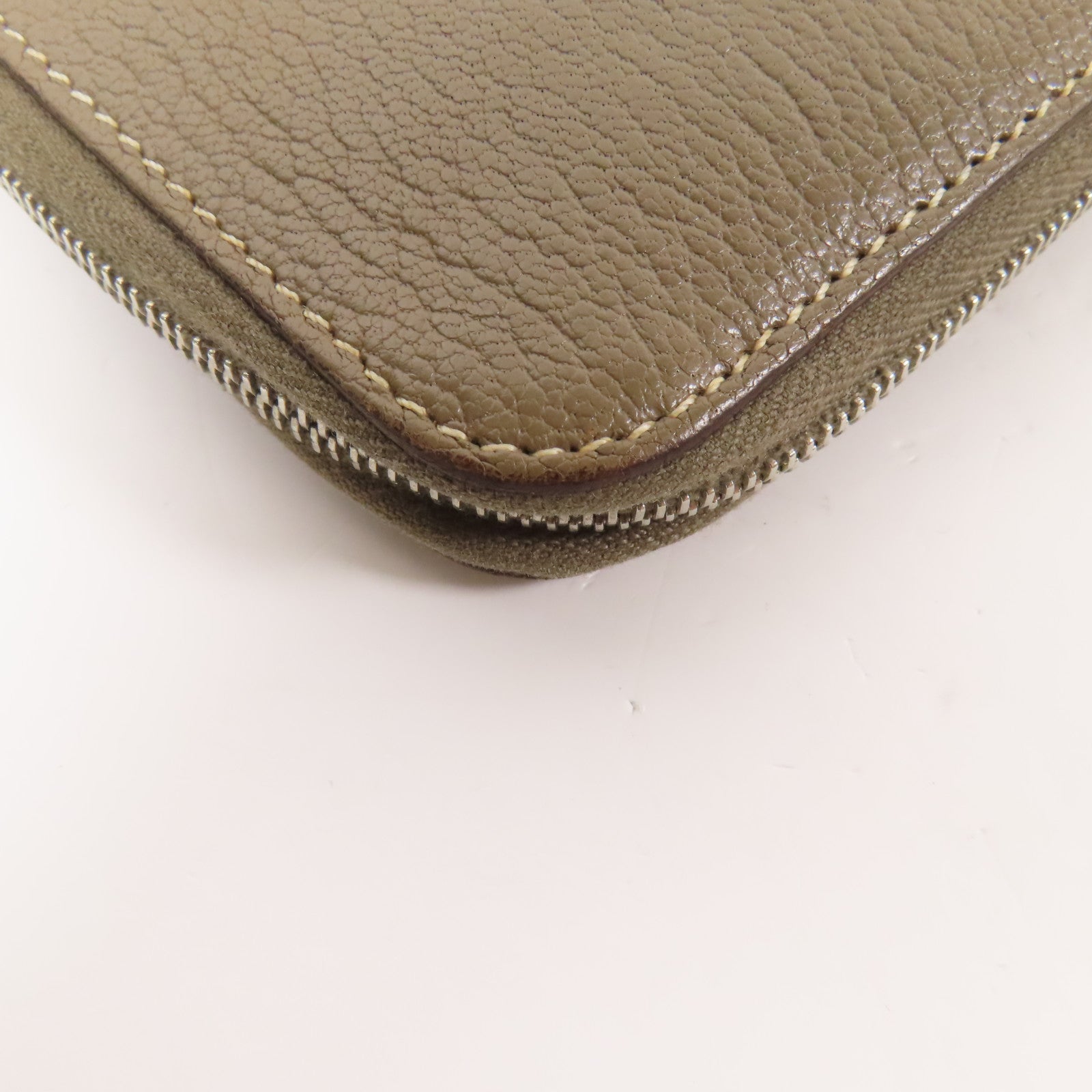 HERMES Chevre皮革Azap Wallet銀扣長錢包Etoupe