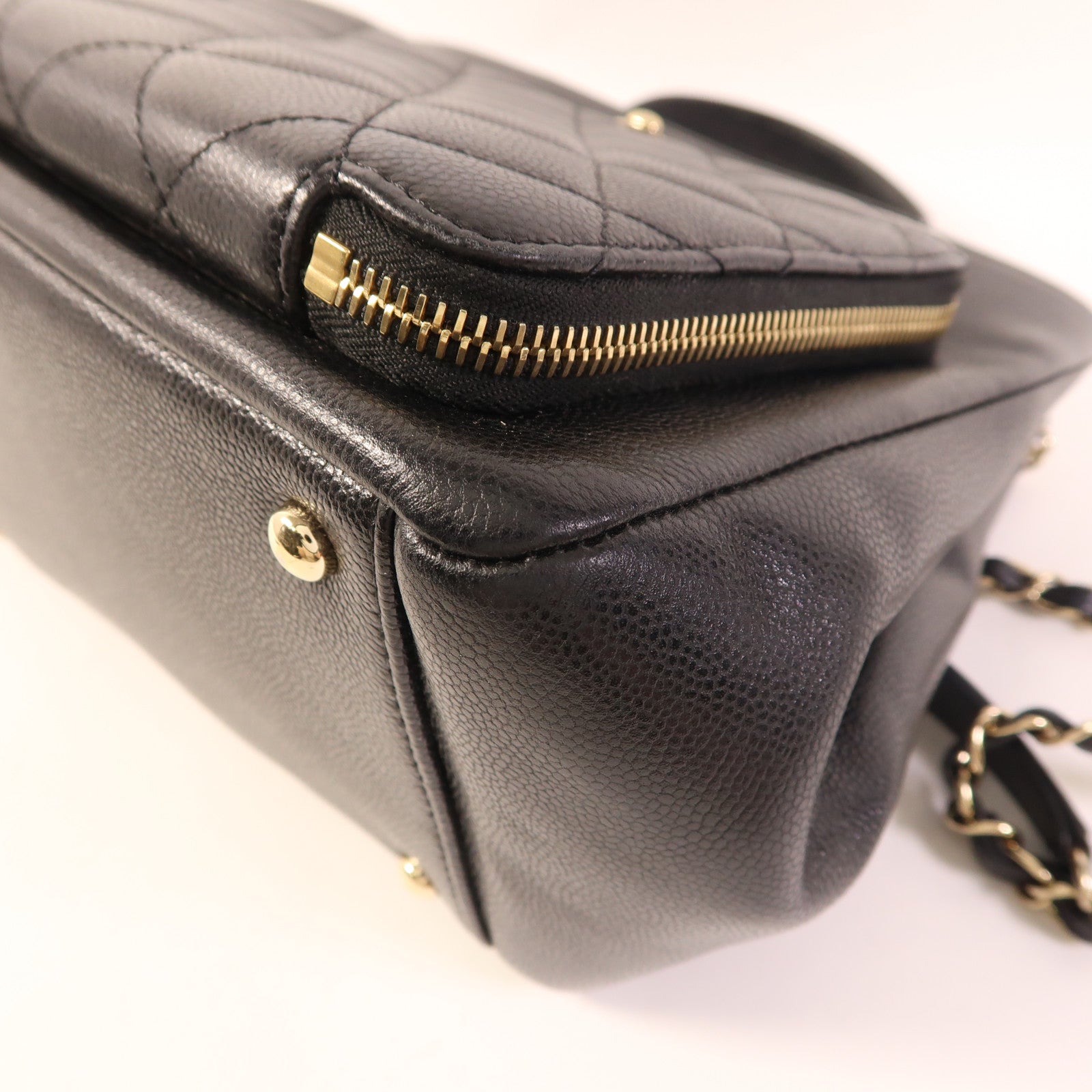 CHANEL 牛皮皮革2 Way Shoulder金扣鏈帶手挽肩背兩用袋