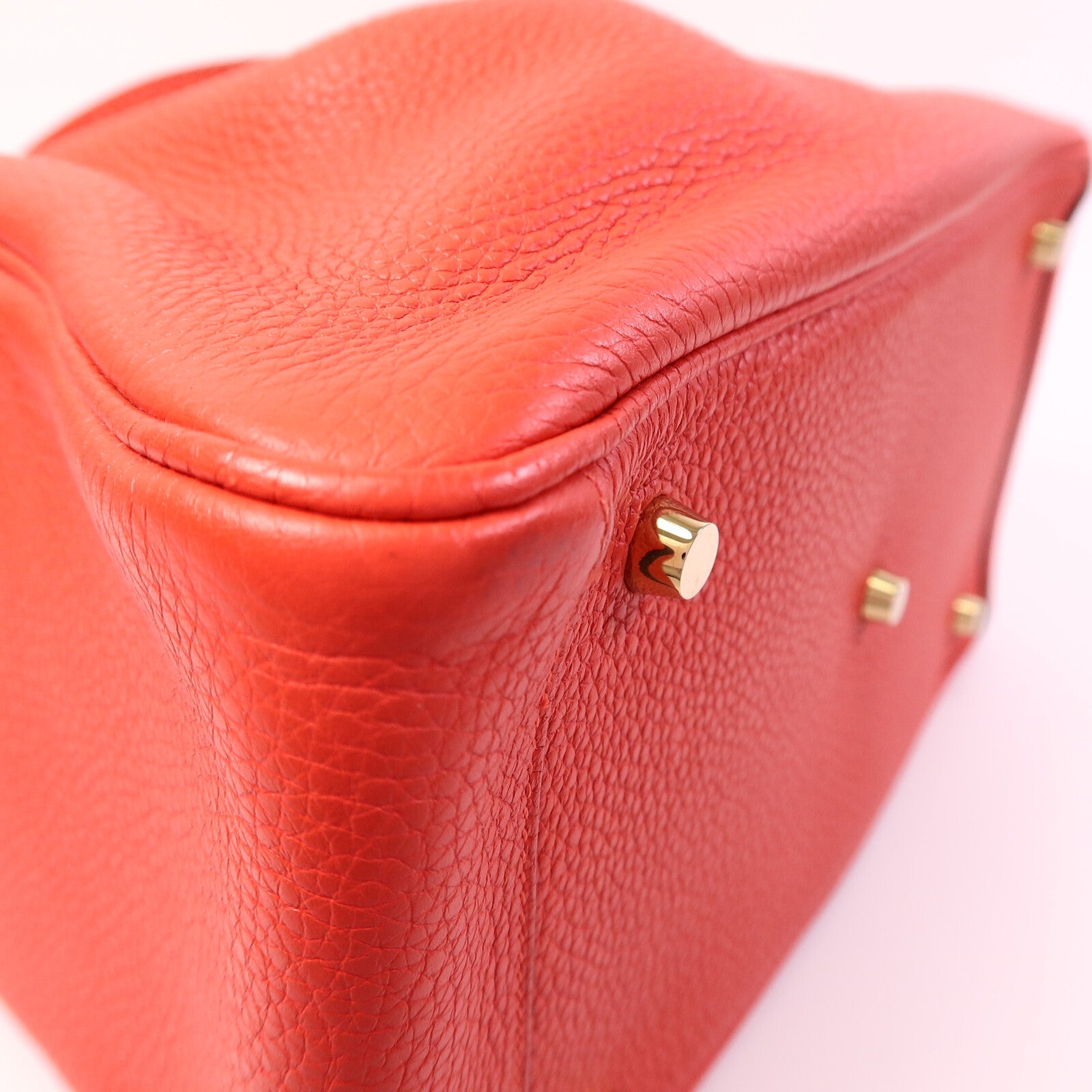HERMES Clemence皮革Lindy 30肩背袋Rouge Tomate