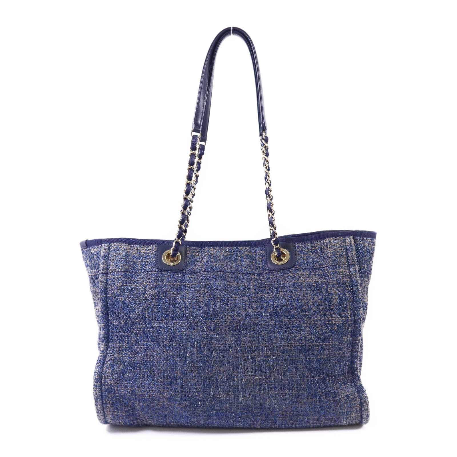 CHANEL 帆布Deauville Tote Bag金扣手挽袋