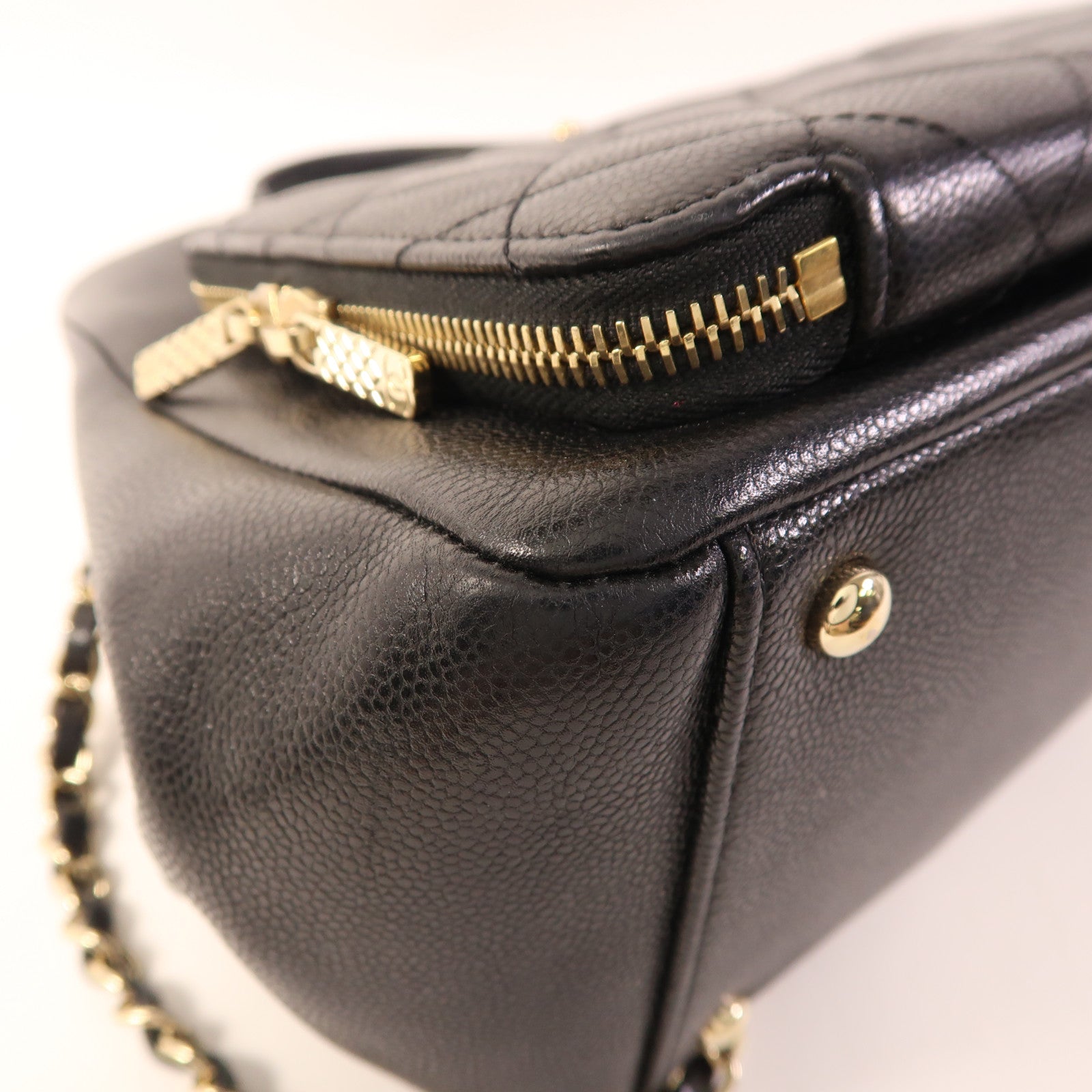 CHANEL 牛皮皮革2 Way Shoulder金扣鏈帶手挽肩背兩用袋