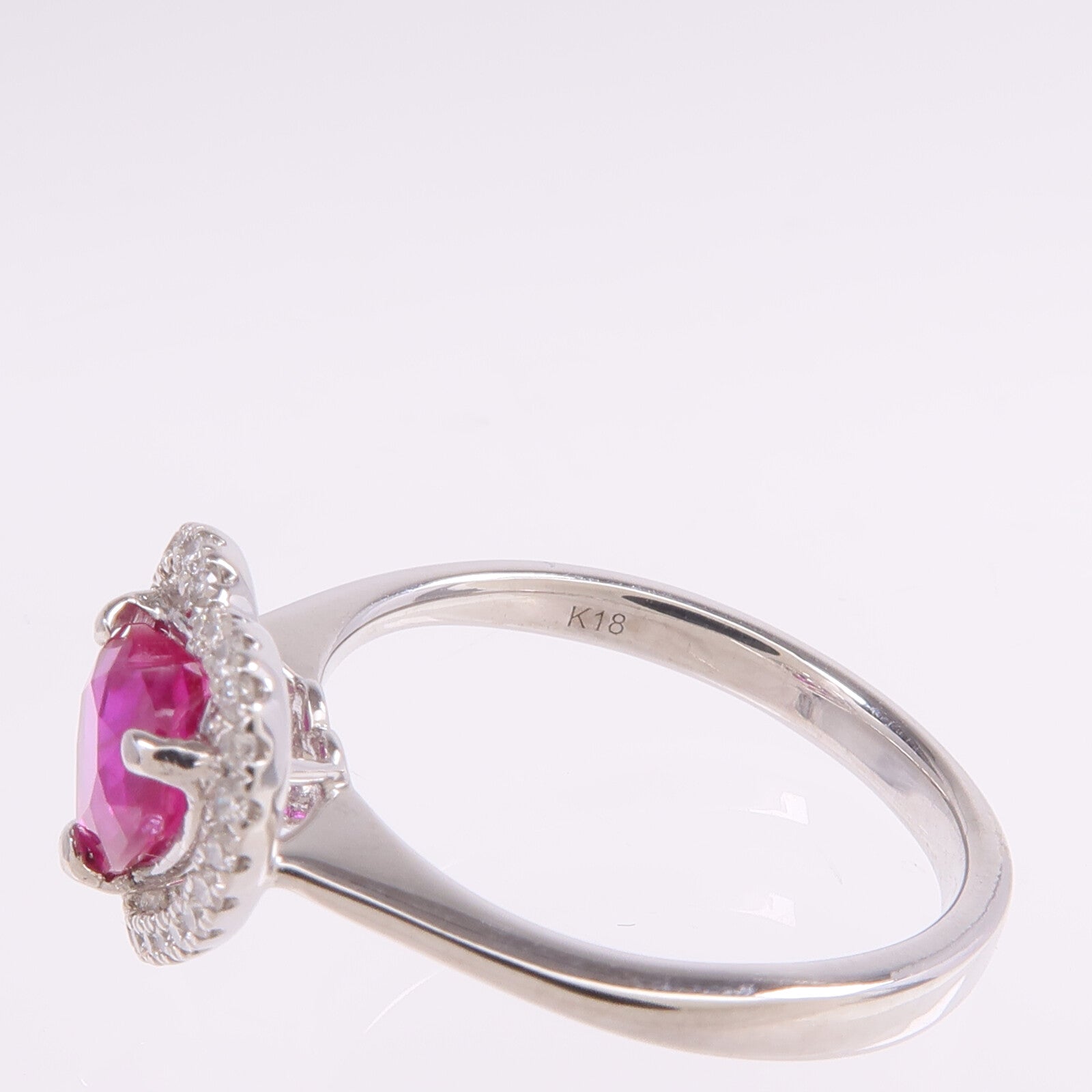 JEWELRY 【激減優惠】18K白金Ruby Diamond Ring紅寶石/鑽石戒指US#5.75