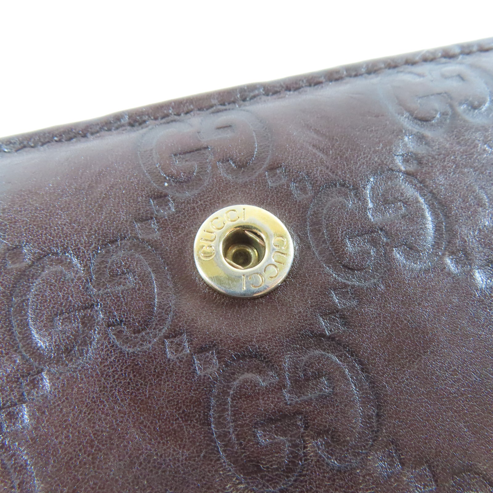 GUCCI 牛皮皮革Long Wallet銀扣長錢包啡色