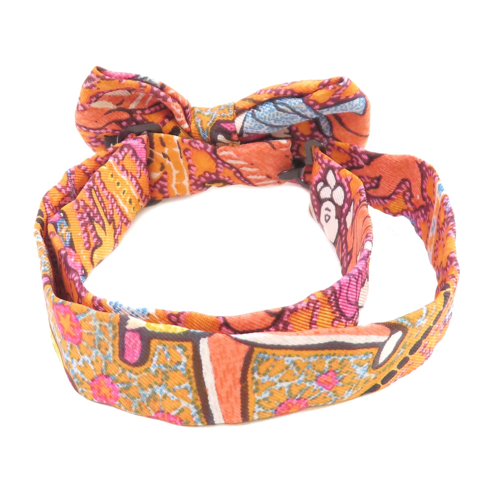 HERMES 絲質Bowtie蝴蝶領帶結橙色/彩色