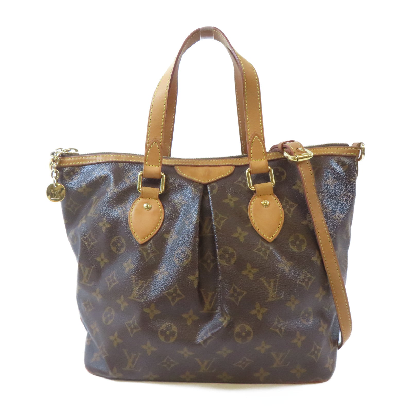 LOUIS VUITTON Monogram Palermo PM金扣手挽肩背兩用袋棕色
