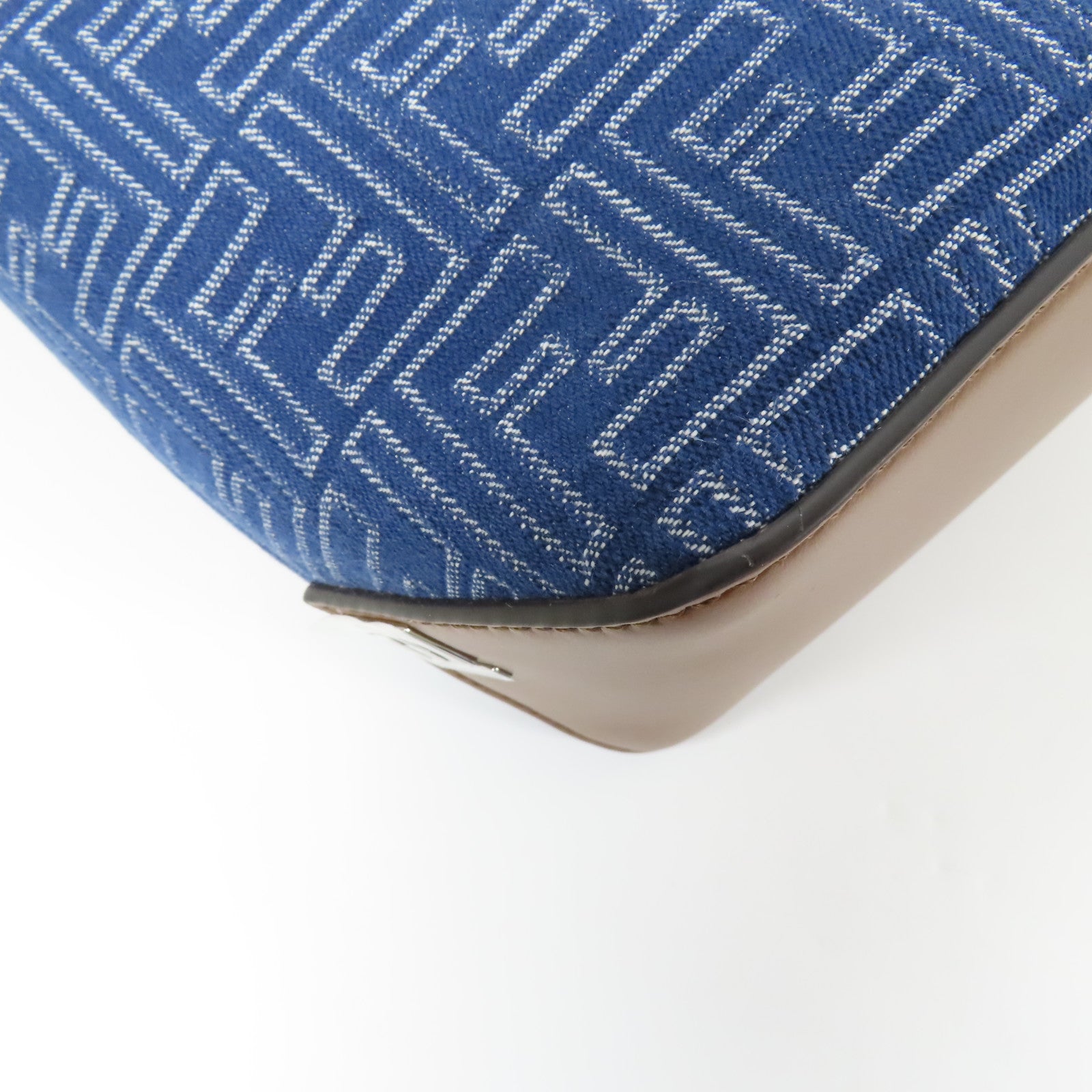 FENDI 【激減優惠】牛仔布/皮革FF Shopping Bag Small銀扣手挽袋