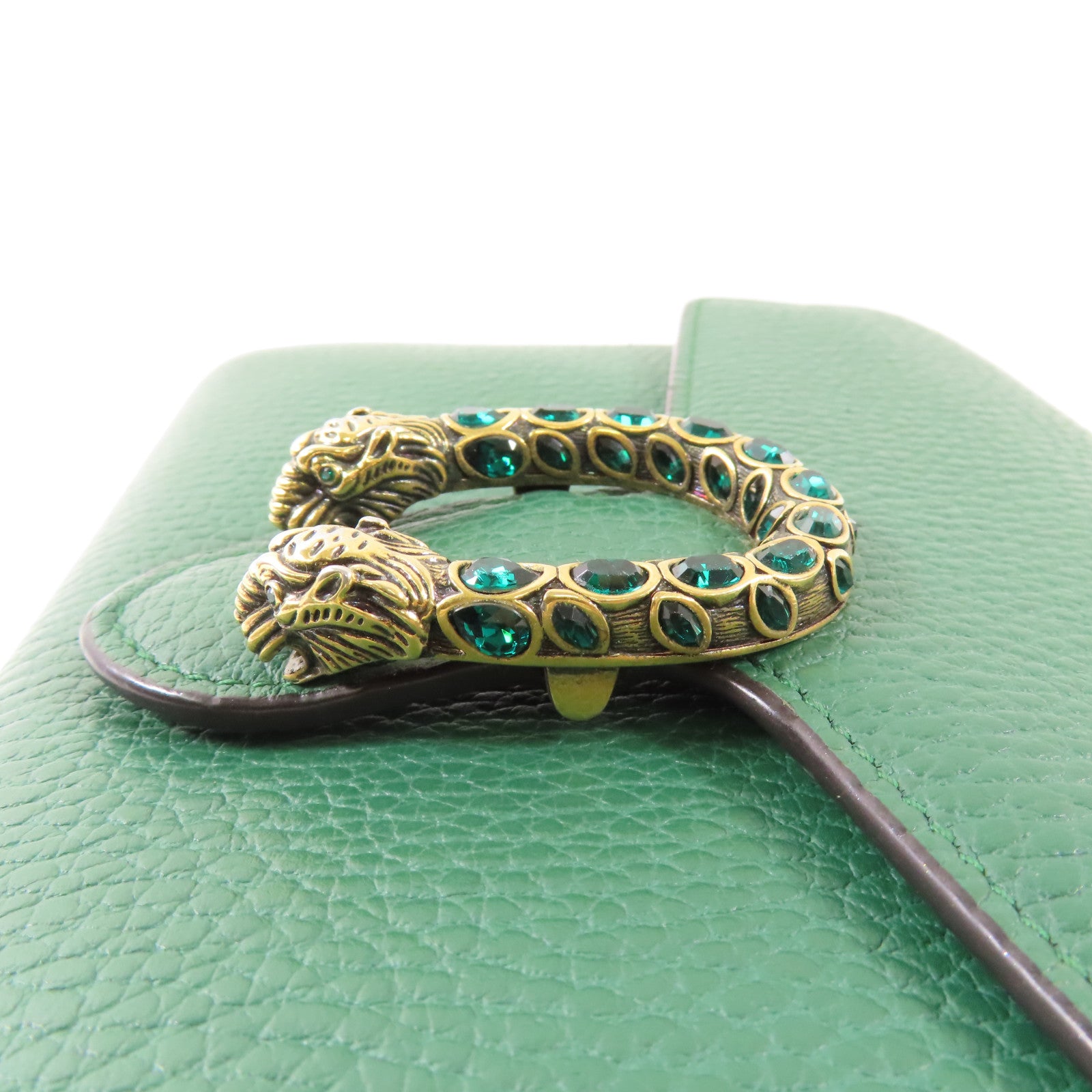 GUCCI GG Dionysus Chain Wallet Chain Shoulder Bag 401231 Calfskin Leather Green