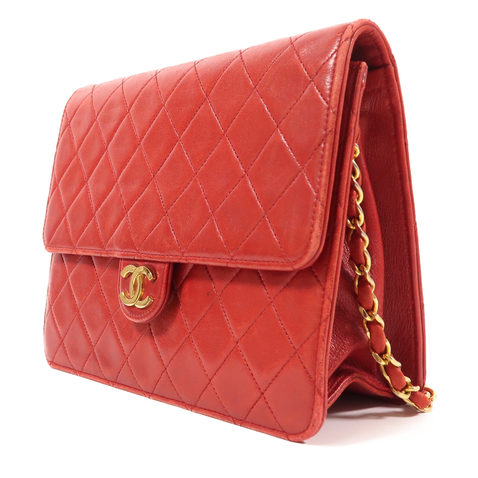 CHANEL 羊皮皮革Chain Shoulder金扣鏈帶肩背袋