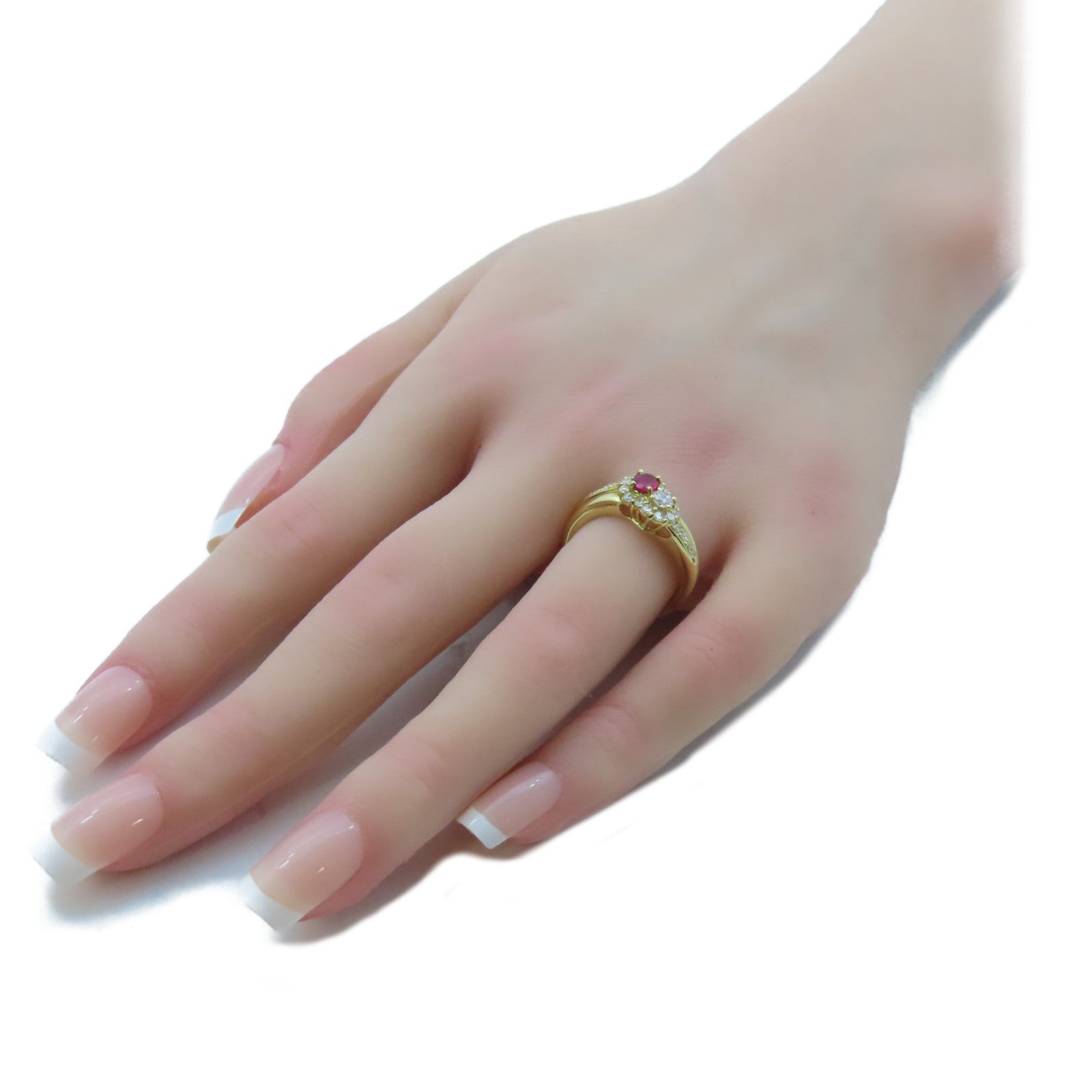 JEWELRY 【激減優惠】18K黃金Ruby Ring 0.36ct紅寶石/0.70ct鑽石戒指US#6