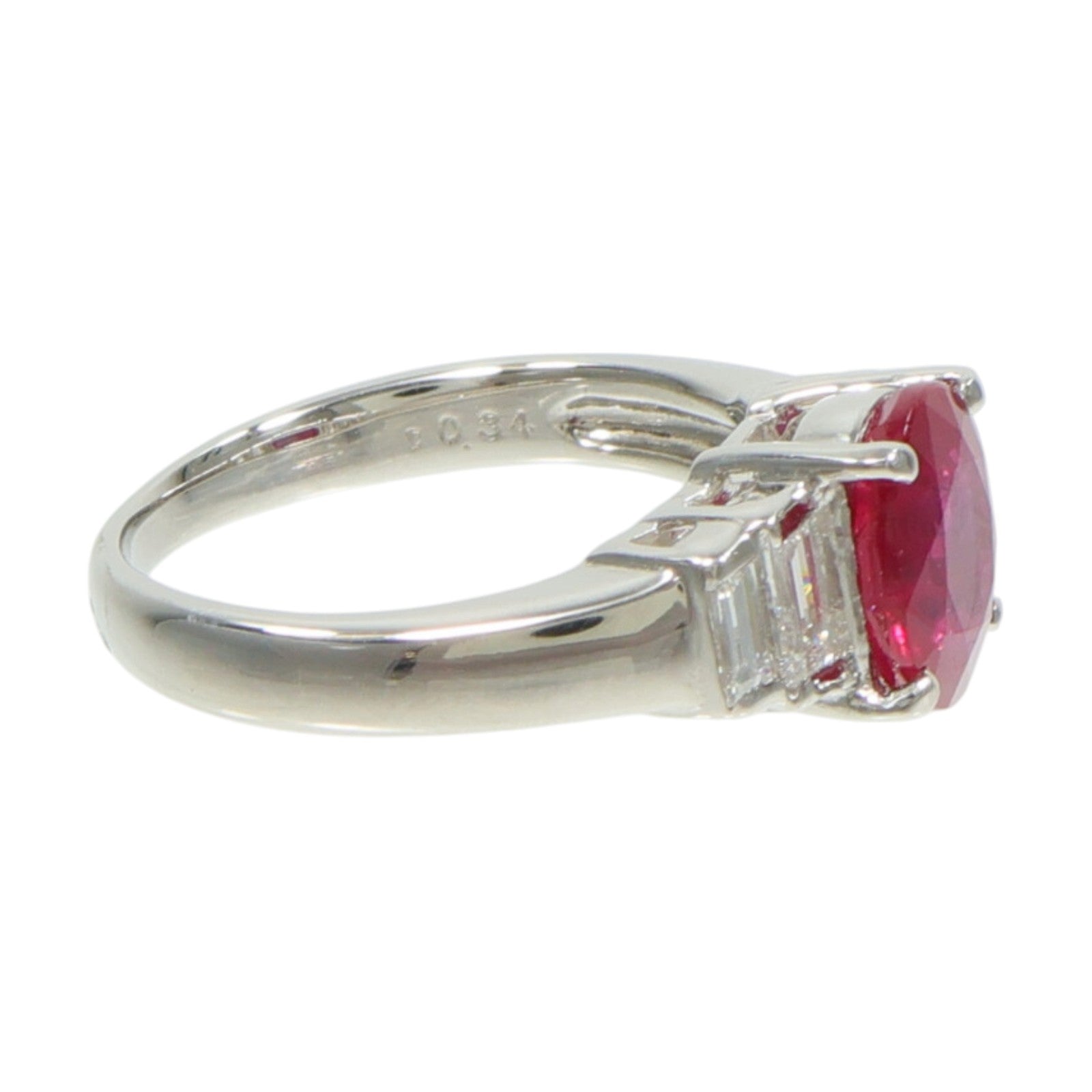 JEWELRY PT900鉑金Ruby Diamond Ring紅寶石/鑽石戒指