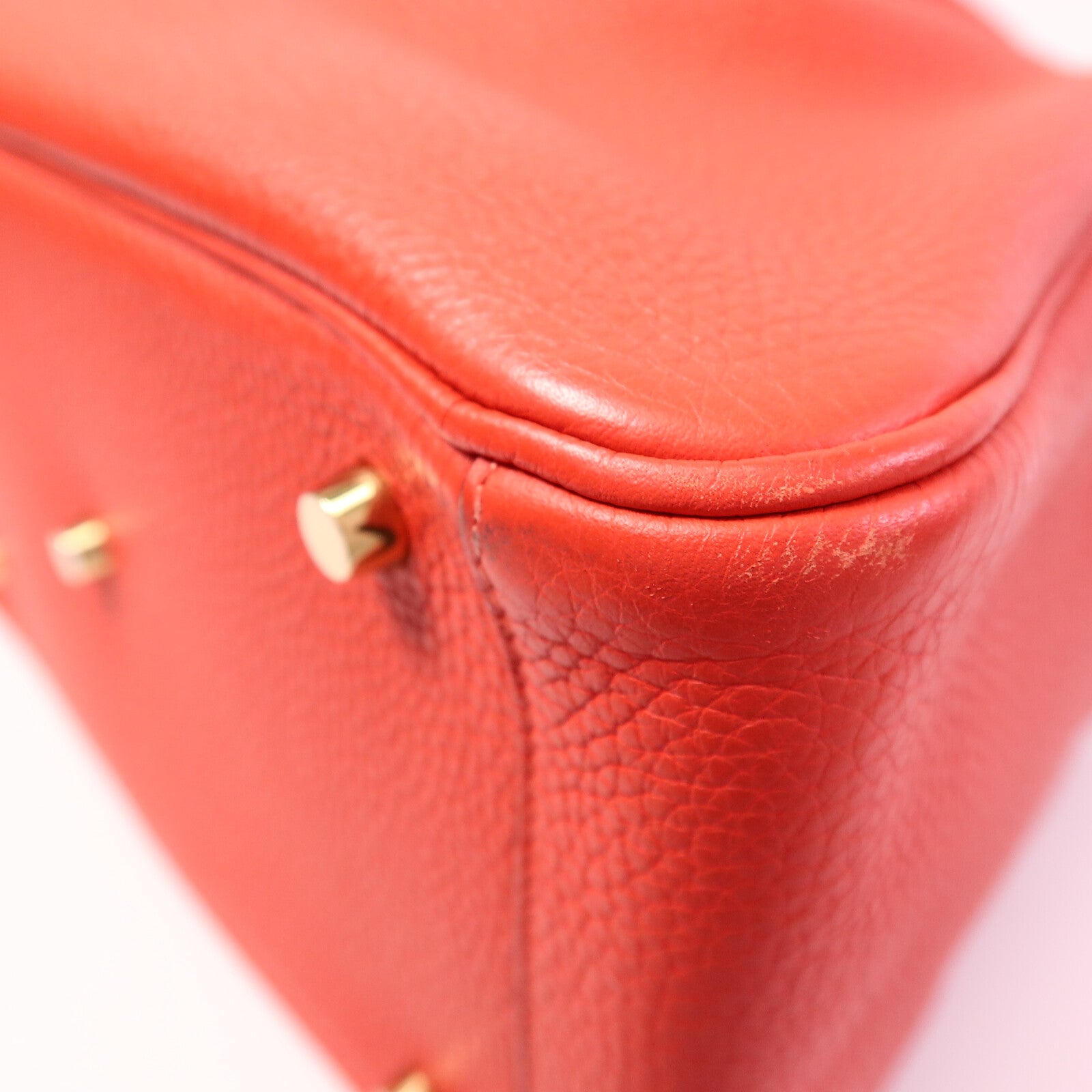 HERMES Clemence皮革Lindy 30肩背袋Rouge Tomate