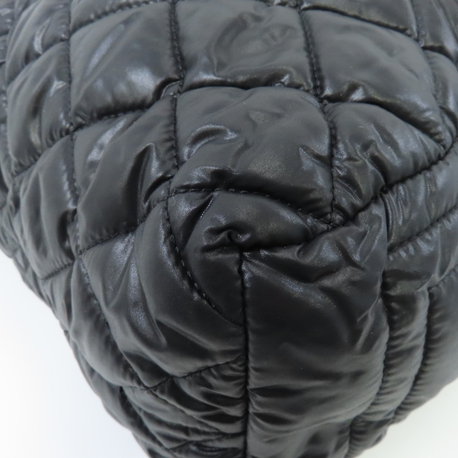 CHANEL 尼龍Coco Cocoon銀扣肩背袋黑色