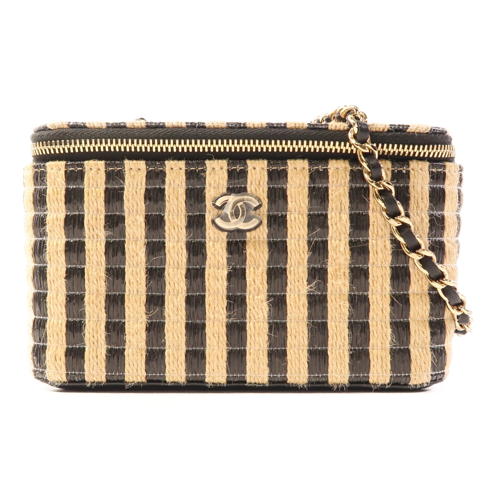 CHANEL 酒椰Vanity Case金扣鏈帶肩背袋