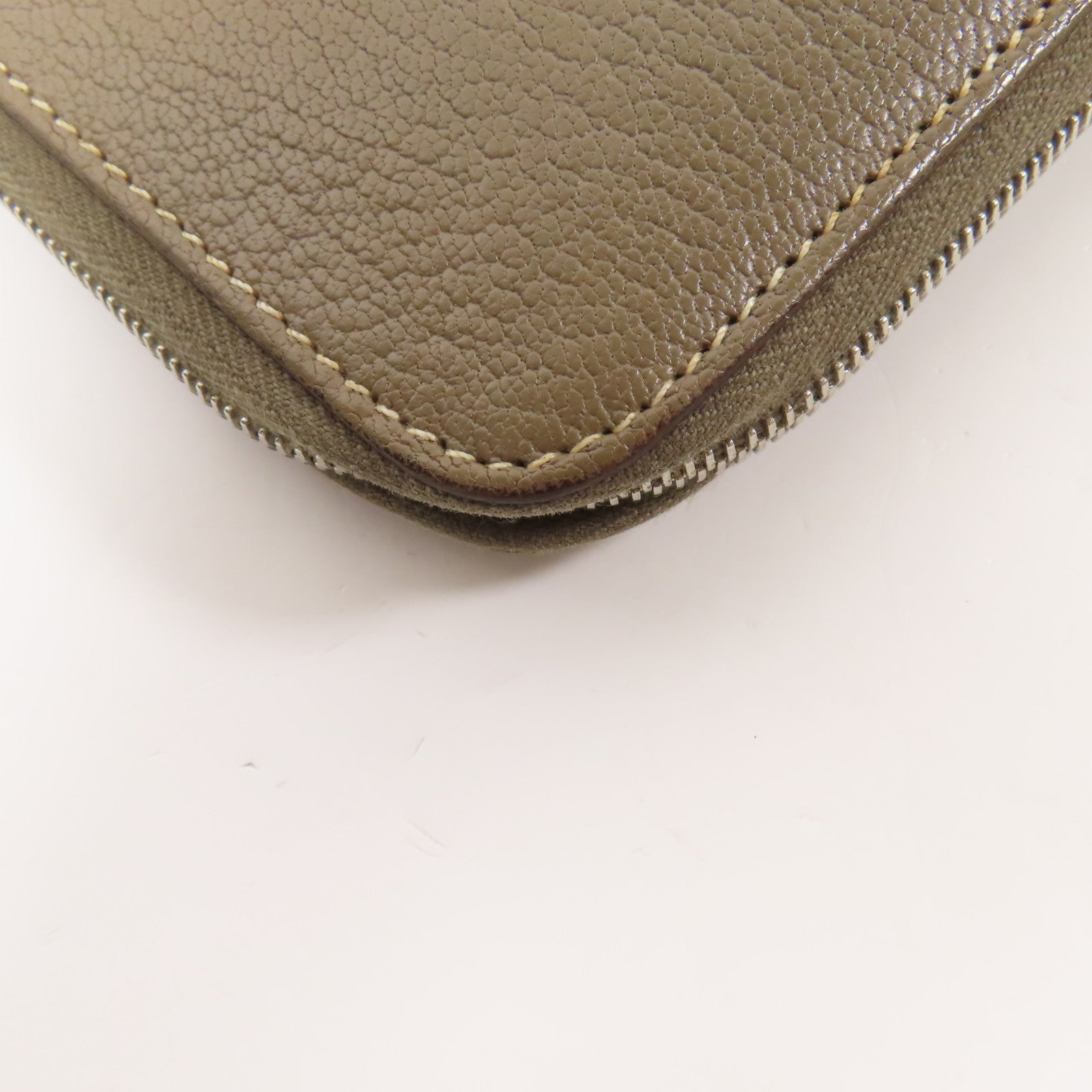 HERMES Chevre皮革Azap Wallet銀扣長錢包Etoupe