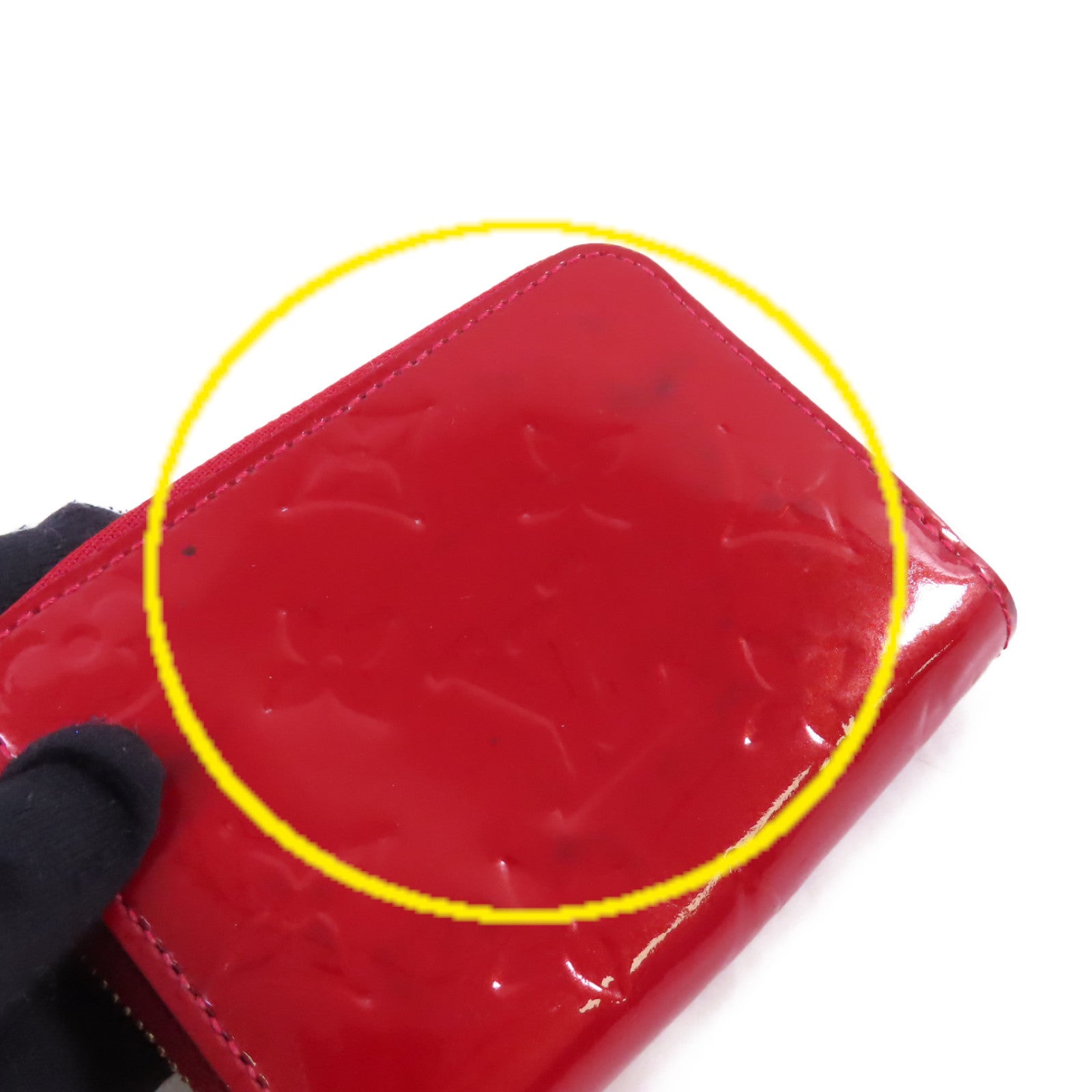 LOUIS VUITTON Monogram Vernis Zippy Coin Purse金扣拉鏈零錢包紅色
