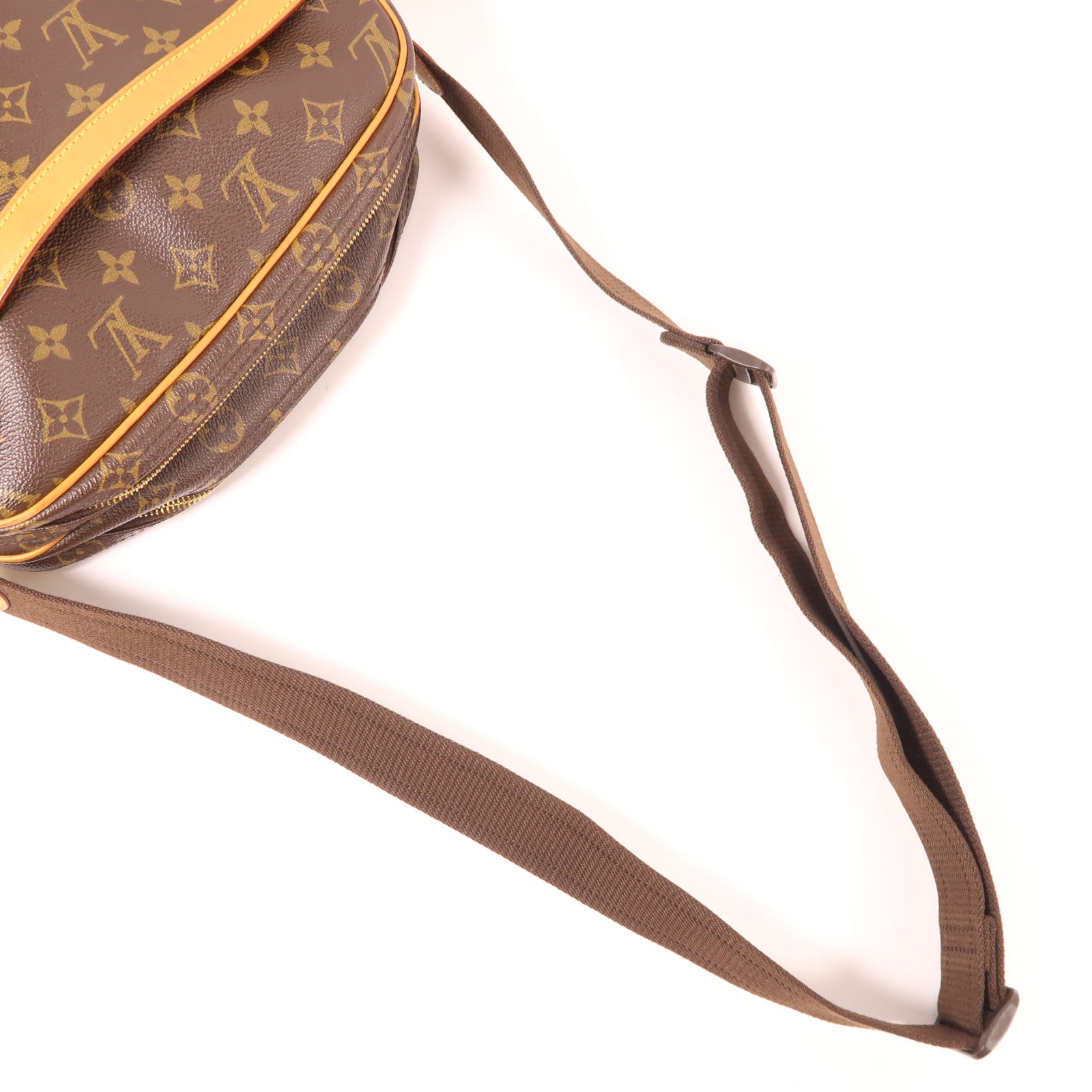 LOUIS VUITTON Monogram Reporter PM金扣肩背袋棕色