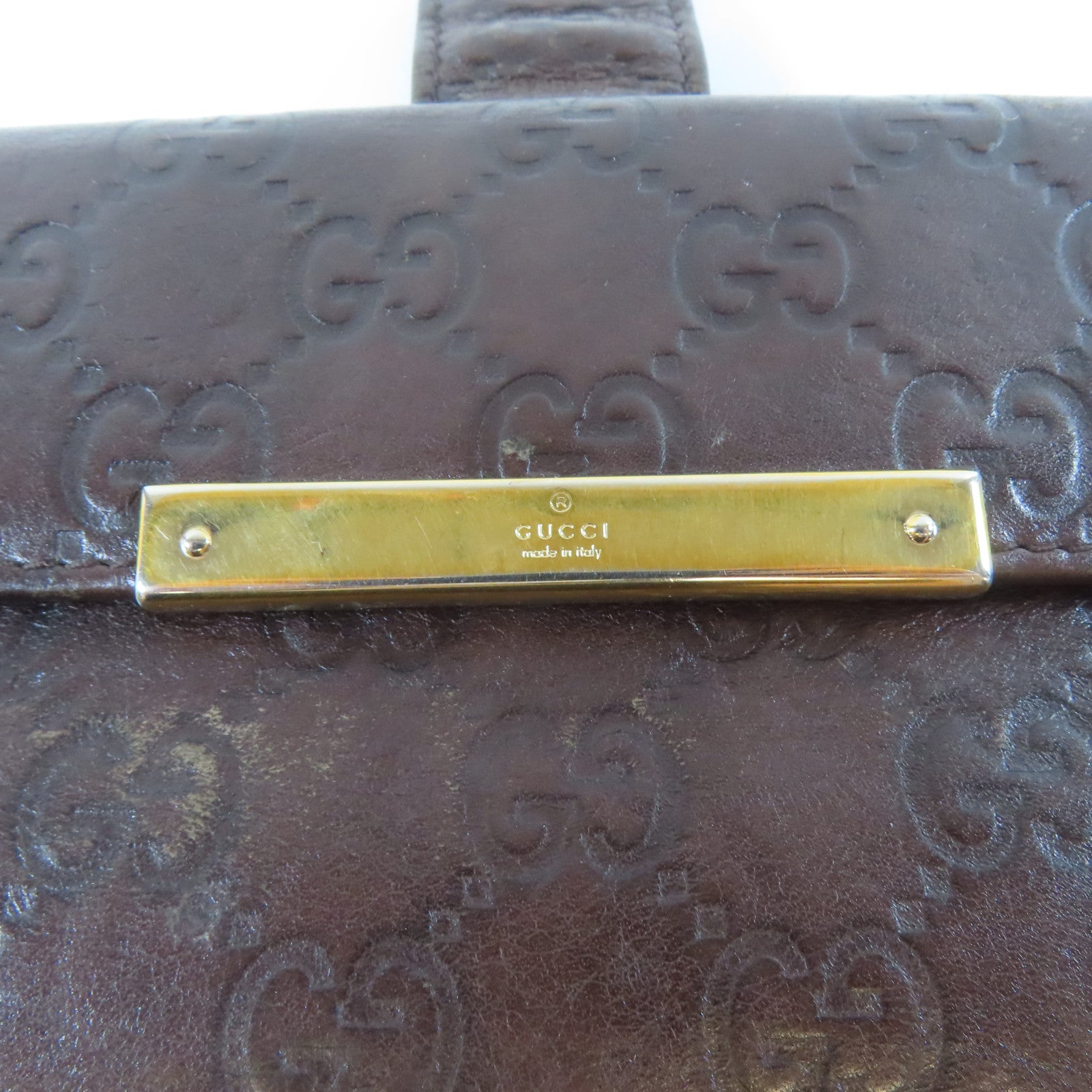 GUCCI 牛皮皮革Long Wallet銀扣長錢包啡色