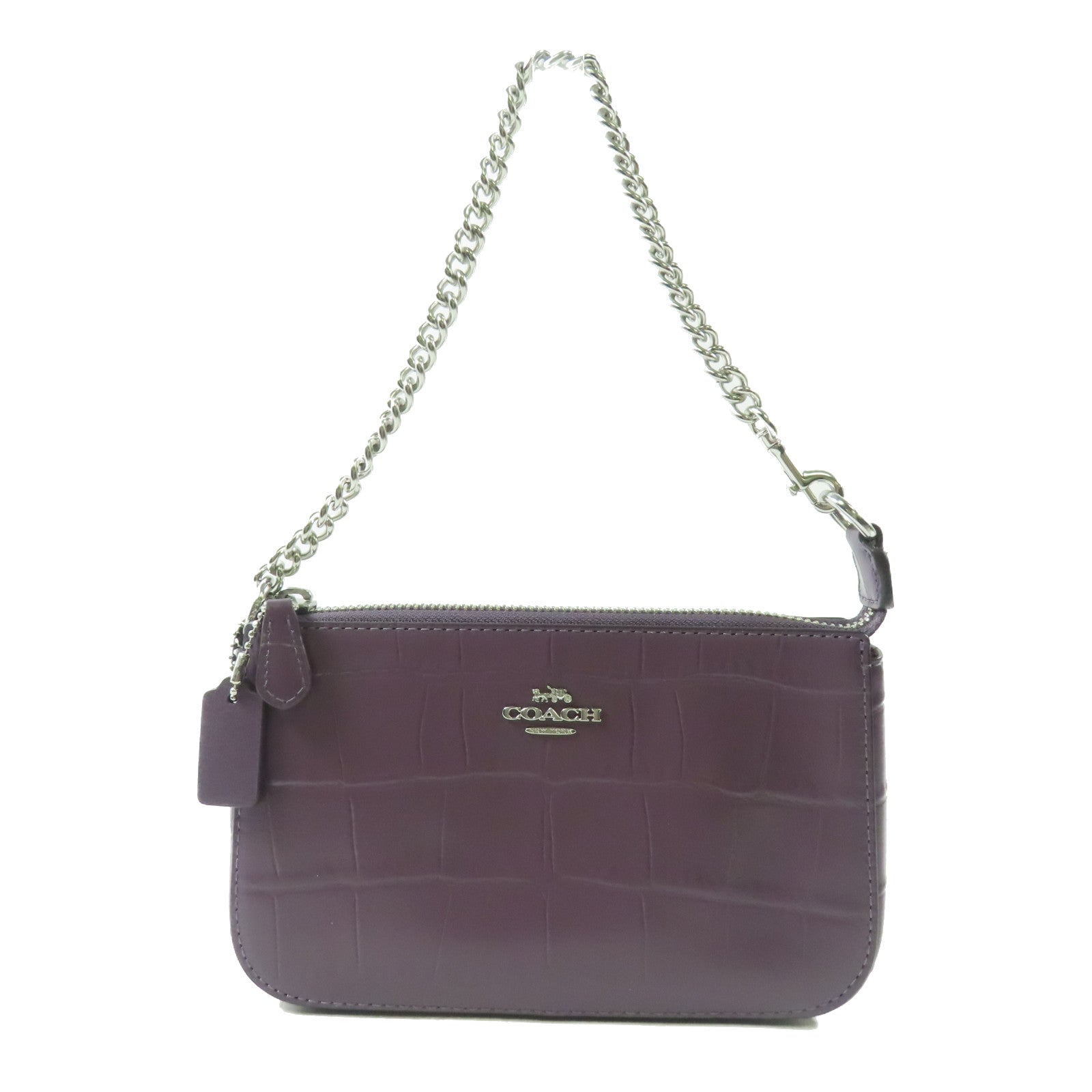 COACH 牛皮皮革Nolita 19銀扣鏈帶手挽袋