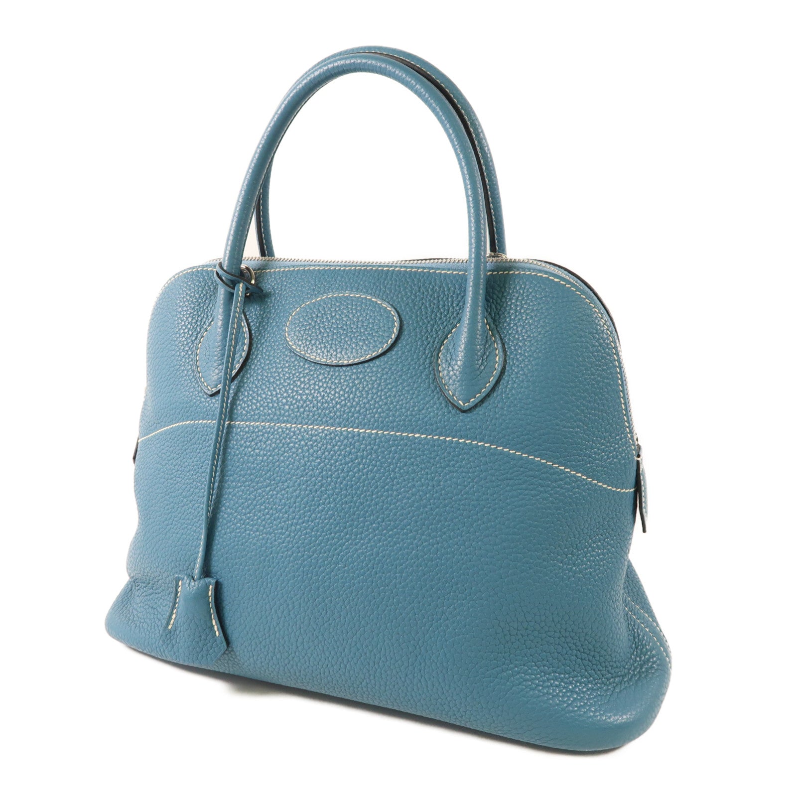 HERMES PHW Bolide 31 2 Way Shoulder Handbag Clemence Leather Bleu Jean