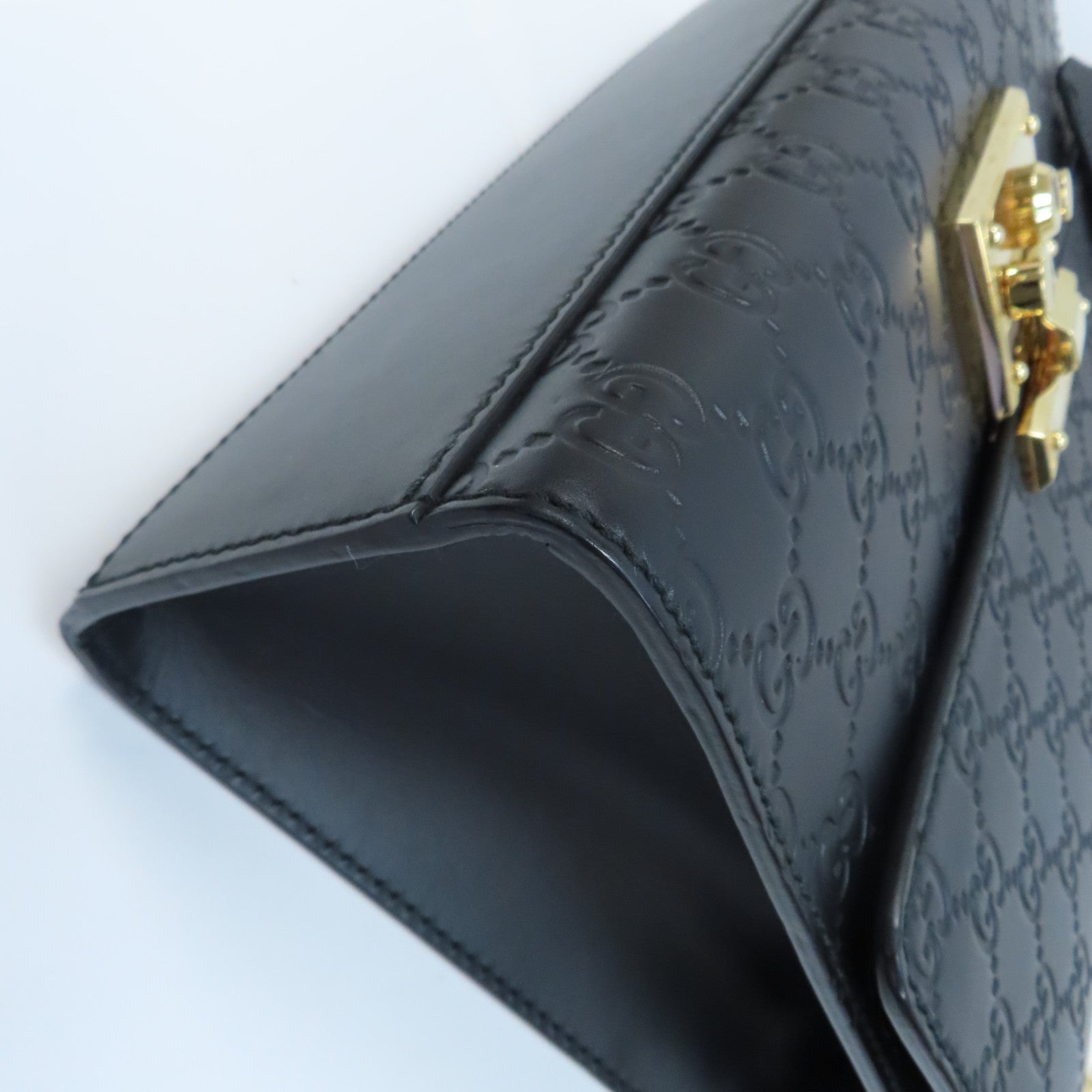 GUCCI 牛皮皮革Shoulder Bag金扣鏈帶肩背袋黑色