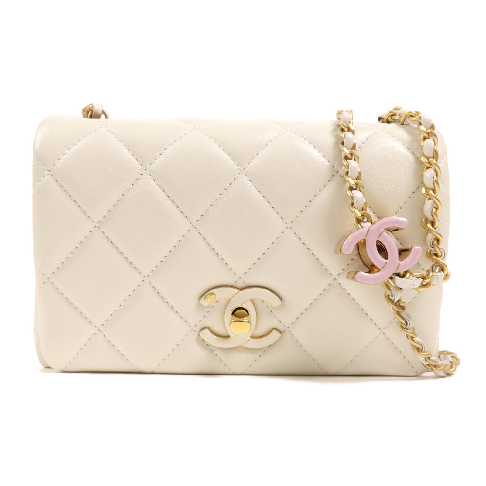 CHANEL 牛皮皮革Chain Shoulder Bag金扣鏈帶肩背袋