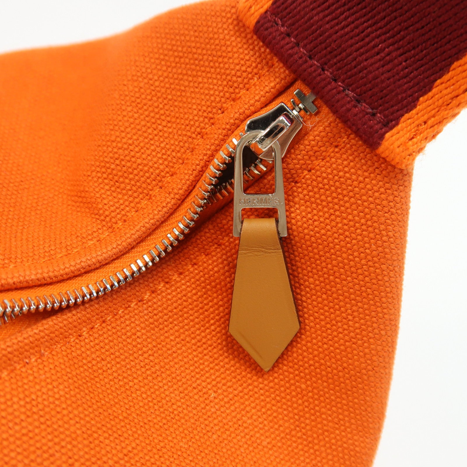 HERMES 帆布Brac-Case銀扣手挽袋橙色