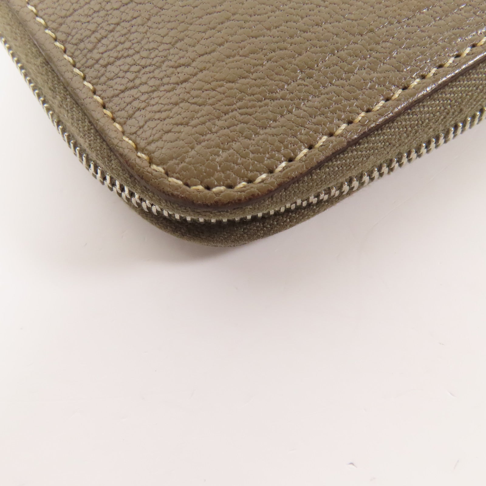 HERMES Chevre皮革Azap Wallet銀扣長錢包Etoupe