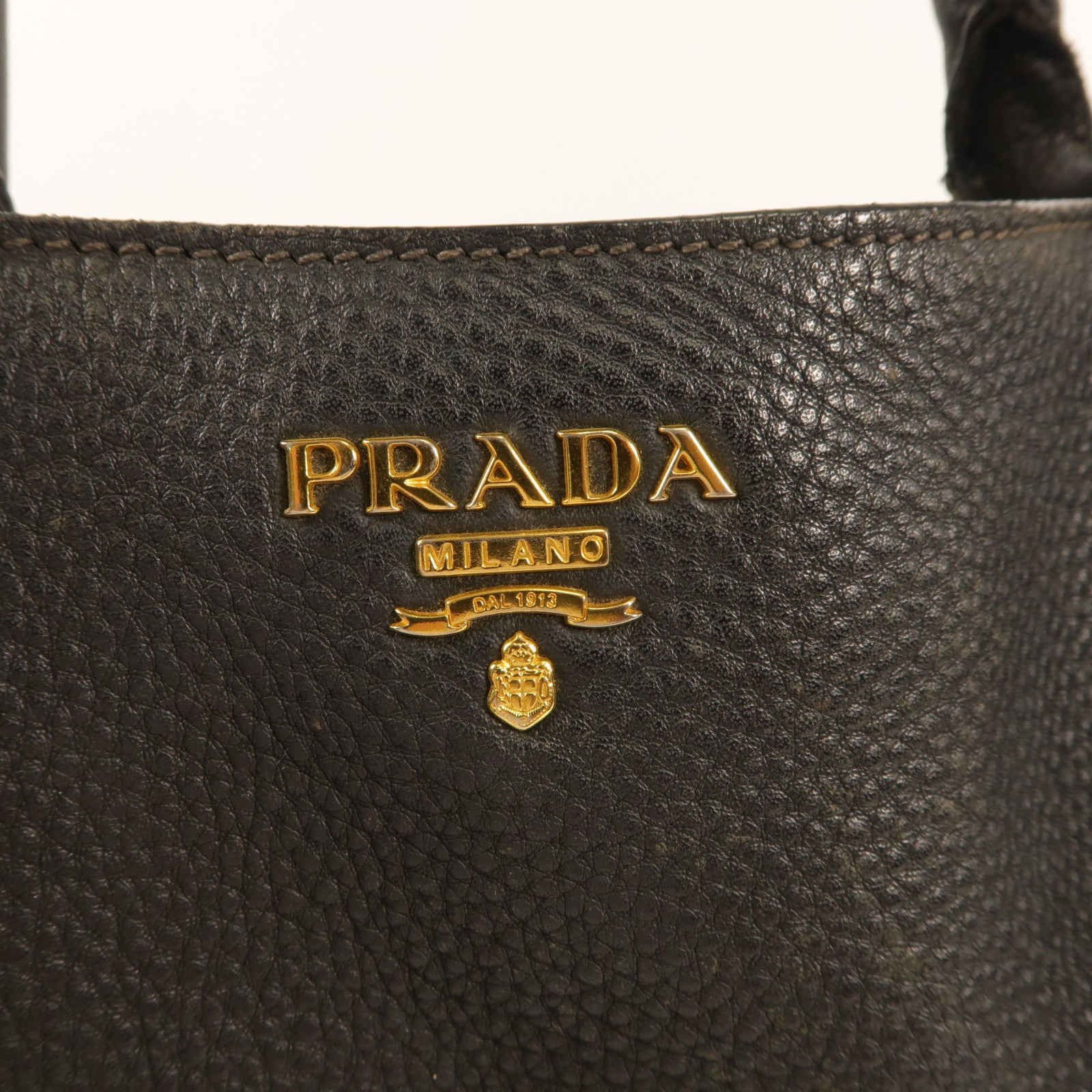 PRADA Side Pocket Tote Bag Handbag 2 Way Shoulder Bag Calfskin Leather Black