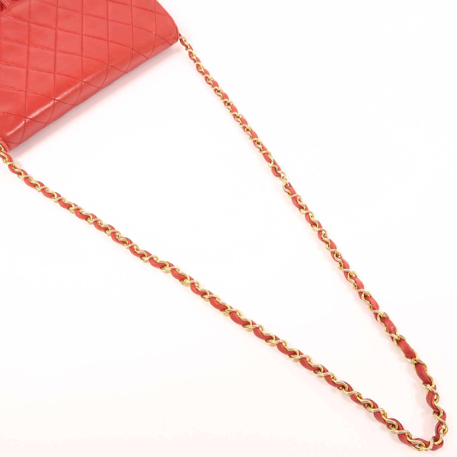 CHANEL 羊皮皮革Chain Shoulder金扣鏈帶肩背袋