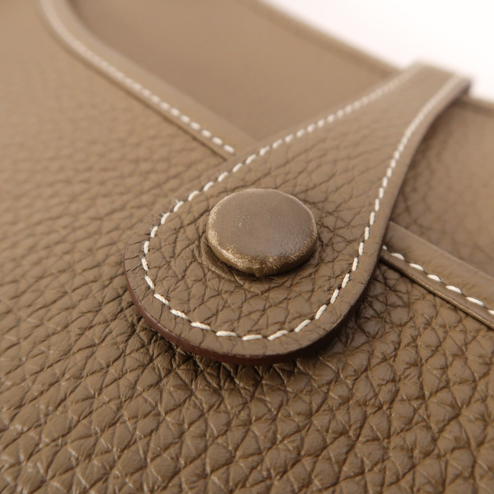 HERMES Clemence皮革Evelyne PM銀扣肩背袋Etoupe