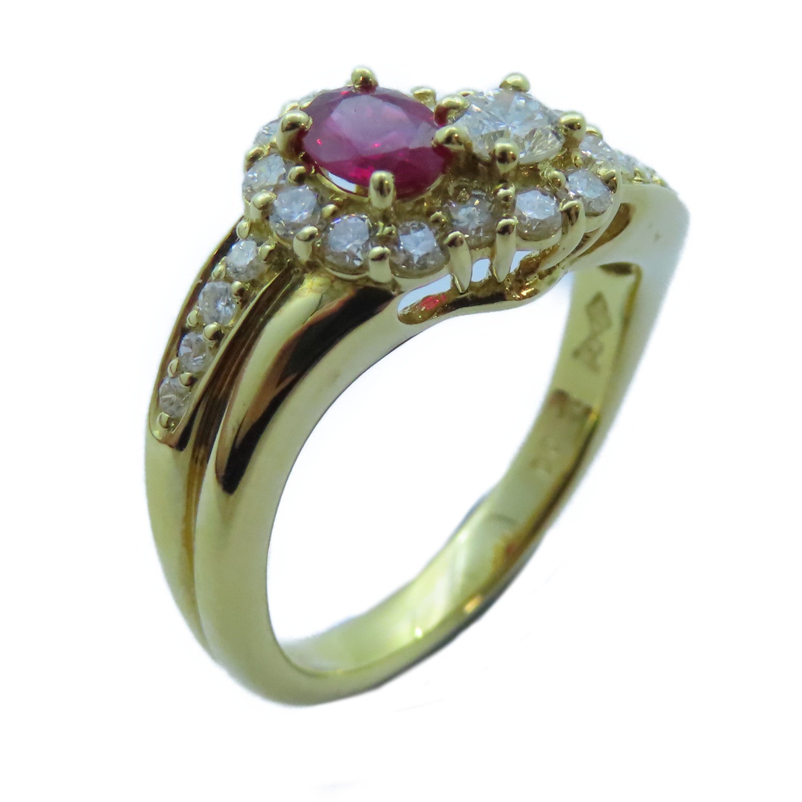JEWELRY 【激減優惠】18K黃金Ruby Ring 0.36ct紅寶石/0.70ct鑽石戒指US#6