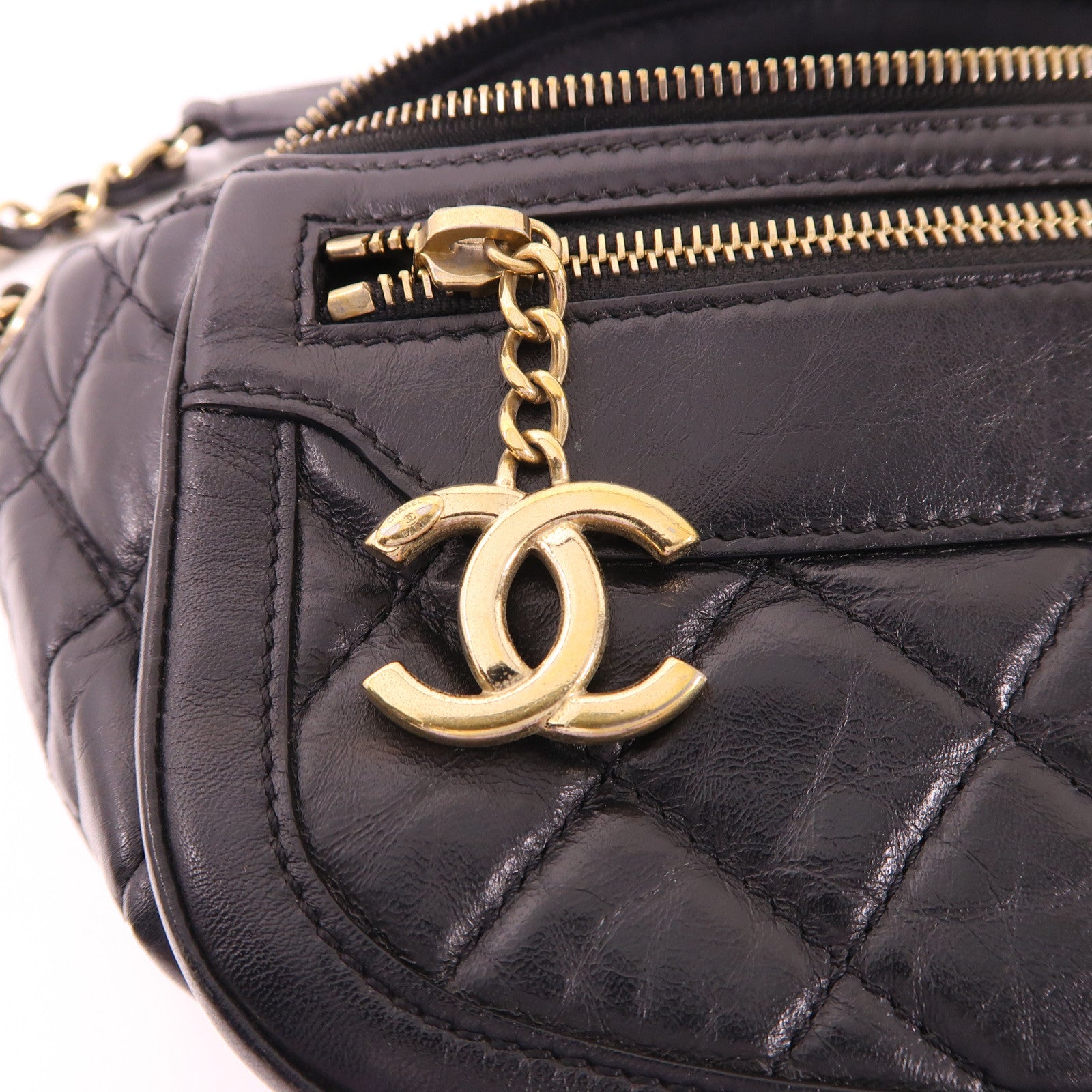 CHANEL 牛皮皮革Waist Bag金扣腰包