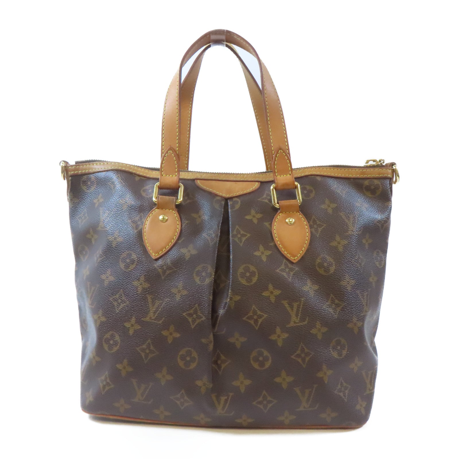 LOUIS VUITTON Monogram Palermo PM金扣手挽肩背兩用袋棕色