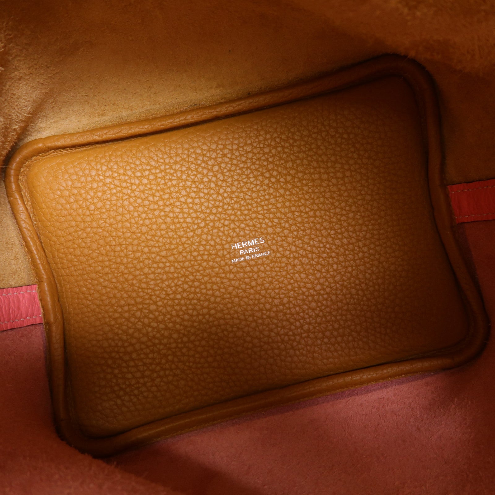 HERMES Clemence皮革Picotin PM手挽袋Rose Azalee/Sesame