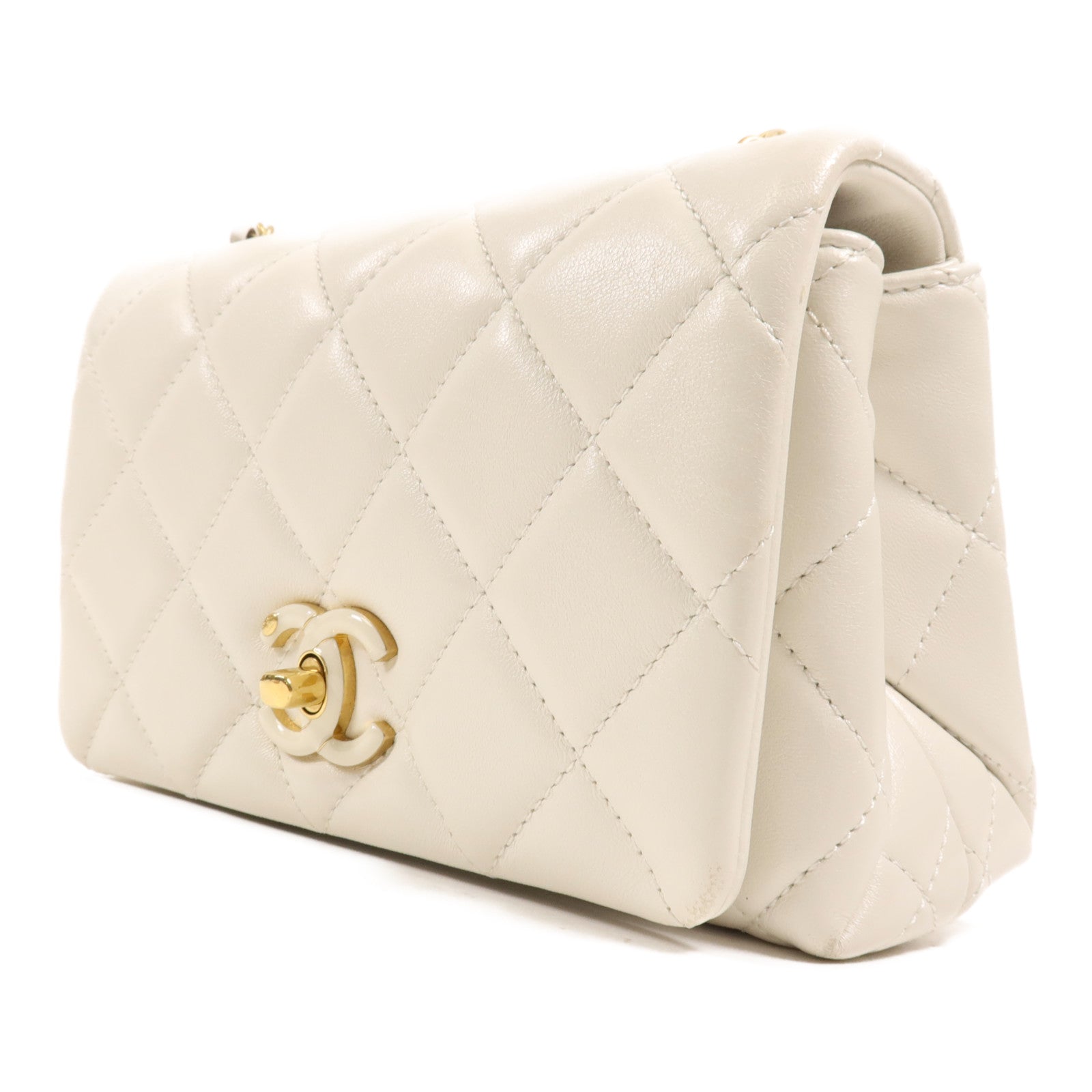 CHANEL 牛皮皮革Chain Shoulder Bag金扣鏈帶肩背袋